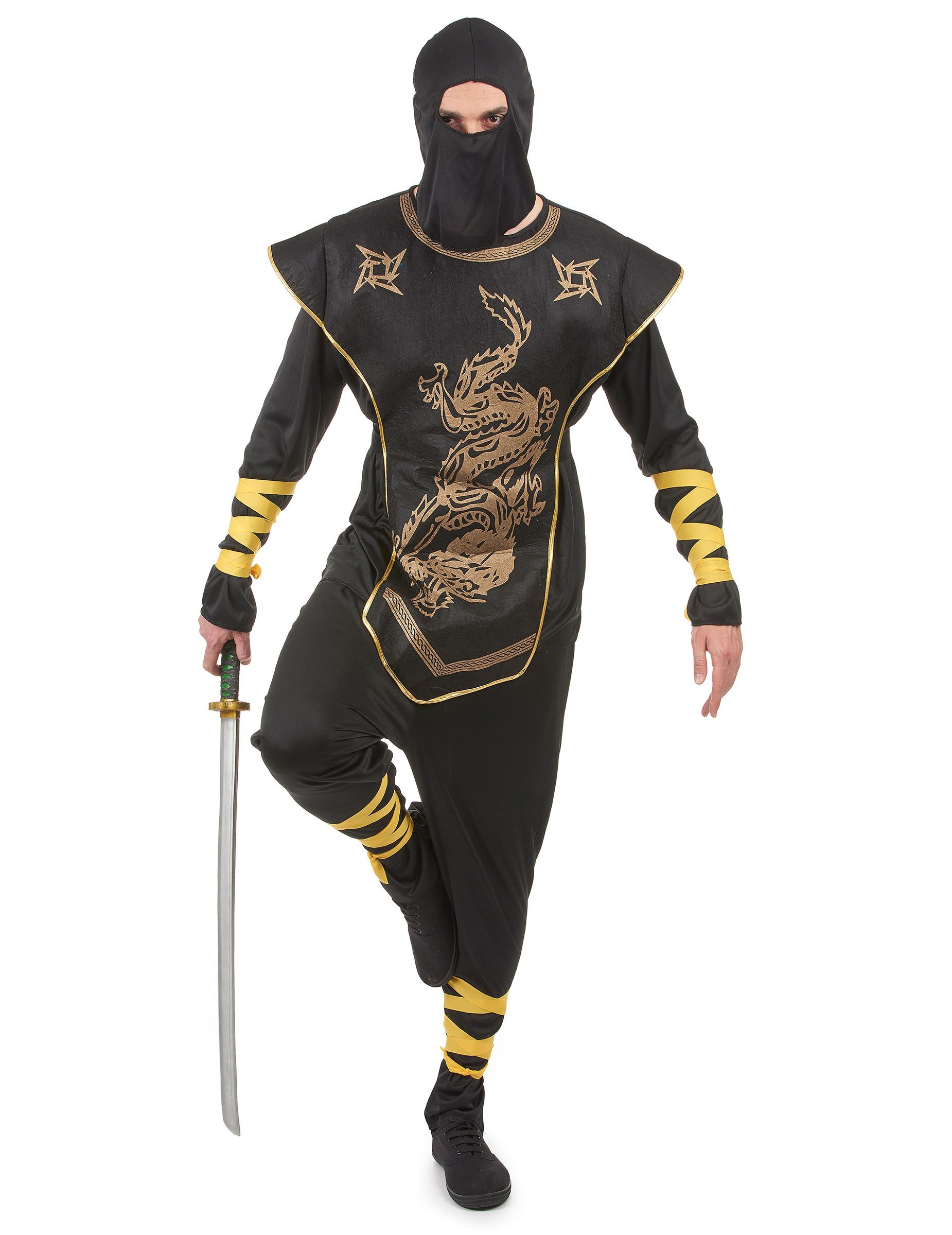 Kostüm Ninja Herrenkostüm schwarz-gold