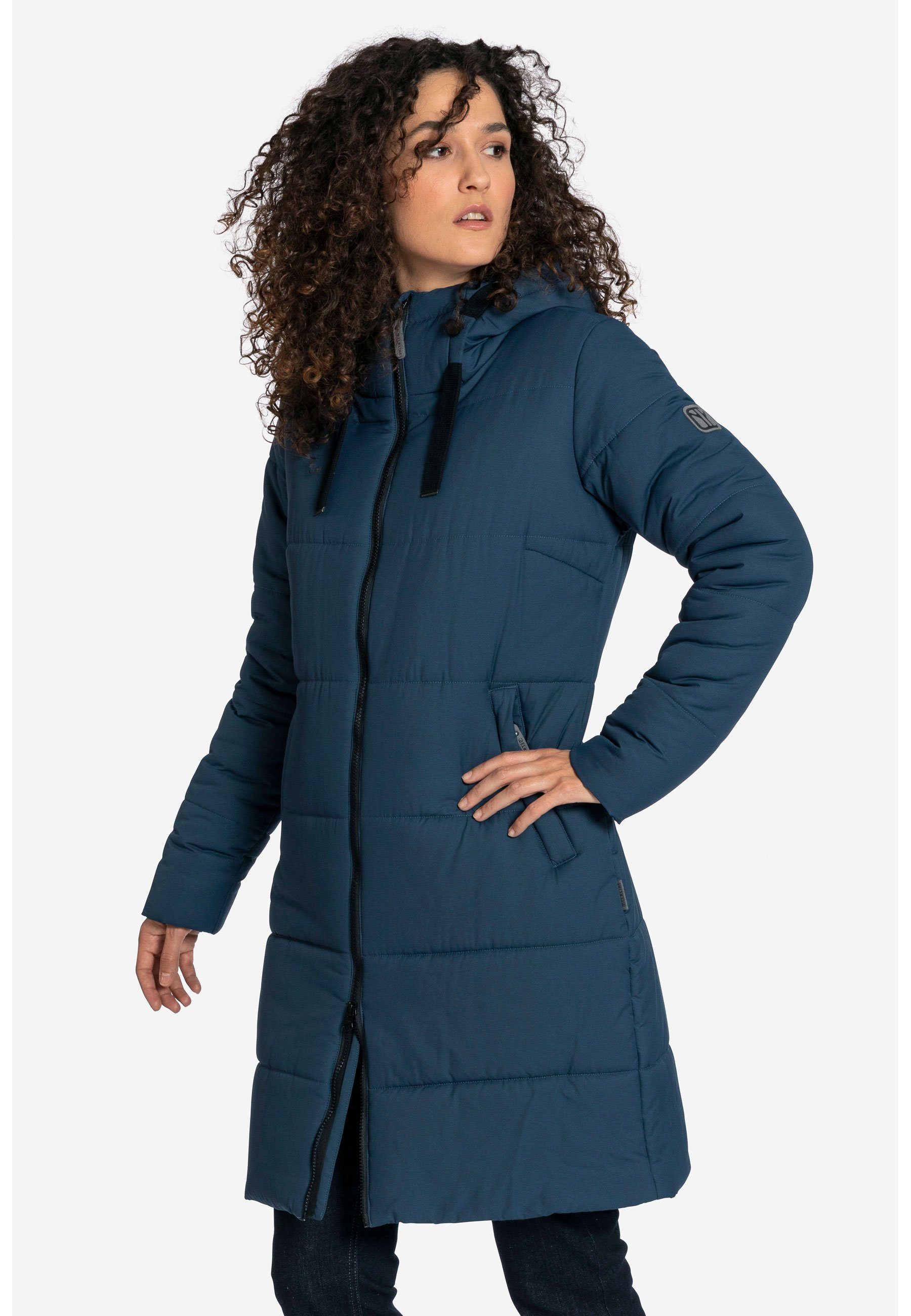 darkblue Mantel, langer Winterjacke Elkline Comfort 2-Wege-Reißverschluss leichter