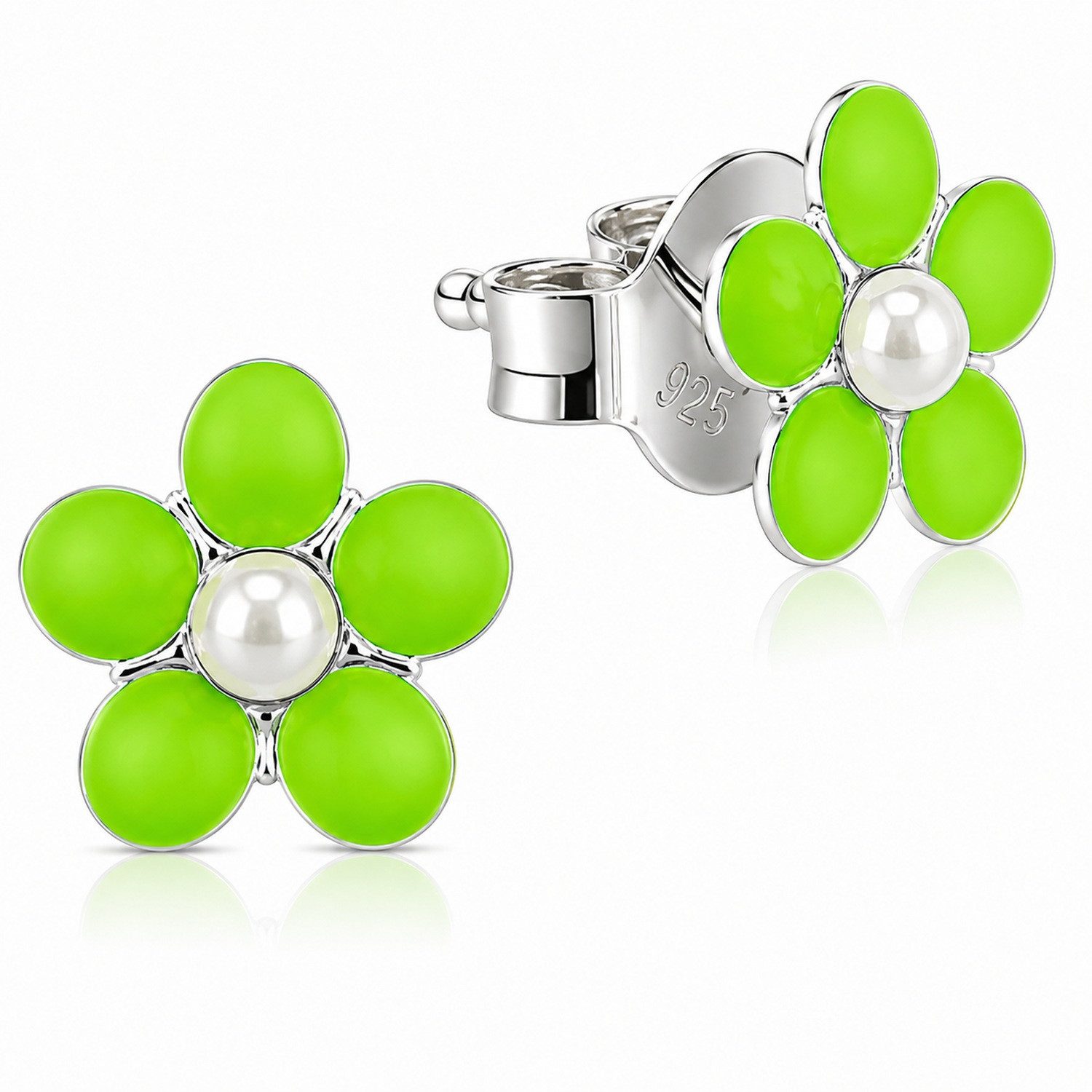 LUISIA® Paar Ohrstecker "Ohrringe Blume mit Perle" (2-tlg., inkl. Schmuckbox), Perle