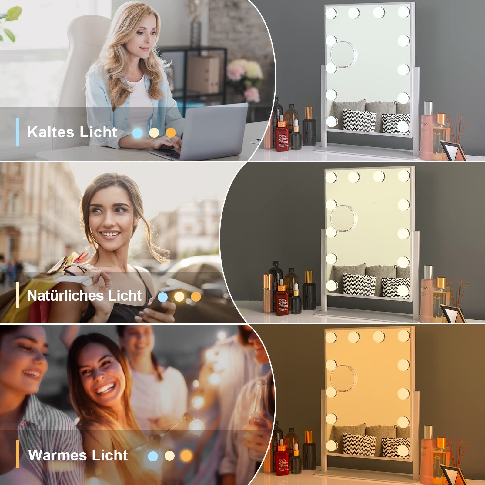 Dripex Schminkspiegel Kosmetikspiegel mit 12 LED günstig online kaufen