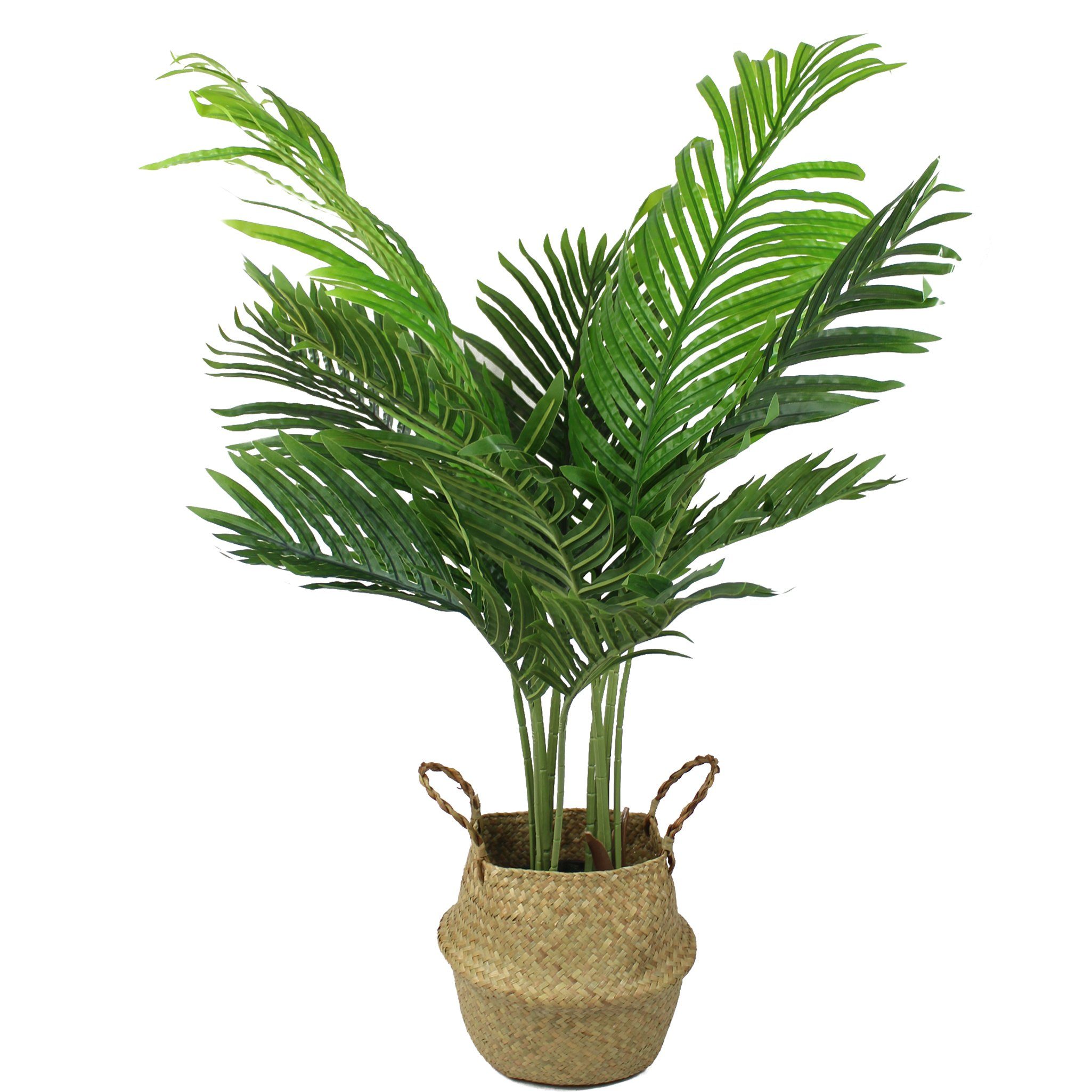 Höhe cm, Pflanze stilvollen 90 mit cm 90 Seegraskorb Palme mit wie Übertopf Arnusa, künstliche echt künstliche Palme, Kunstpalme