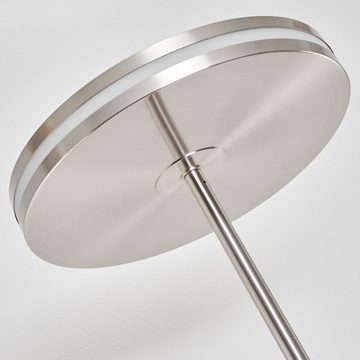 hofstein Stehlampe »Lattarico« moderne Bodenlampe aus Metall in Nickel-matt/Weiß, 4000 Kelvin, Stehlampe mit Deckenfluter und beweglichen Lesearm, m. Tastdimmer