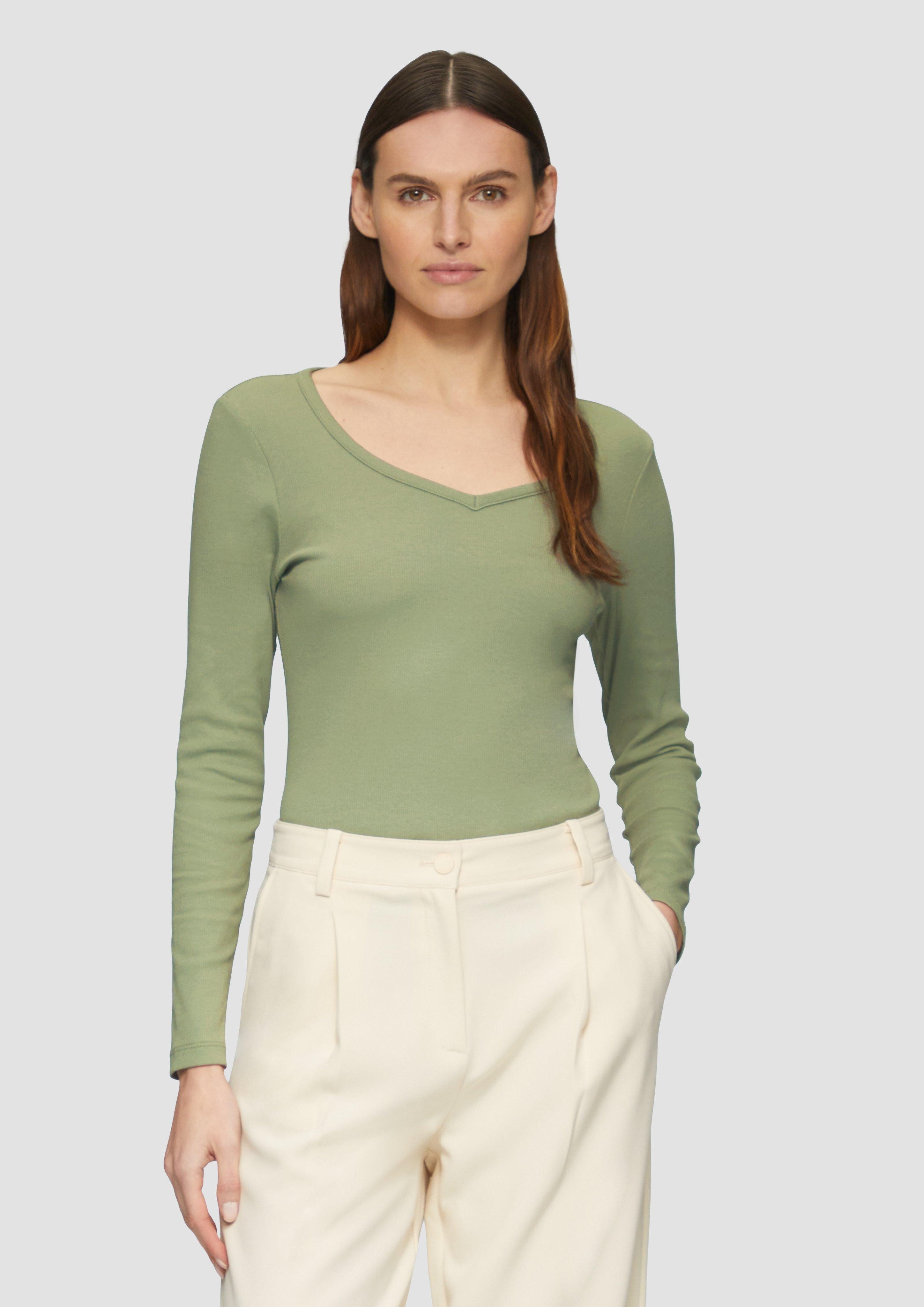 s.Oliver Langarmshirt Feines Jersey-Longsleeve mit Rippstruktur günstig online kaufen