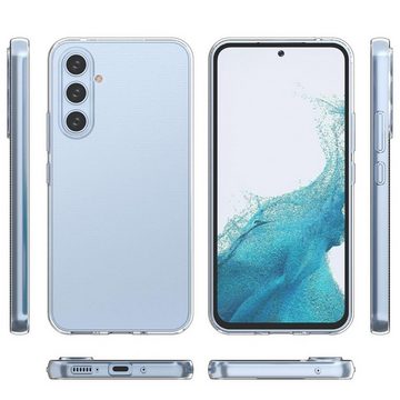 CoolGadget Handyhülle Transparent als 2in1 Schutz Cover Set für das Samsung Galaxy A54 5G 6,4 Zoll, 2x Glas Display Schutz Folie + 1x TPU Case Hülle für Galaxy A54 5G