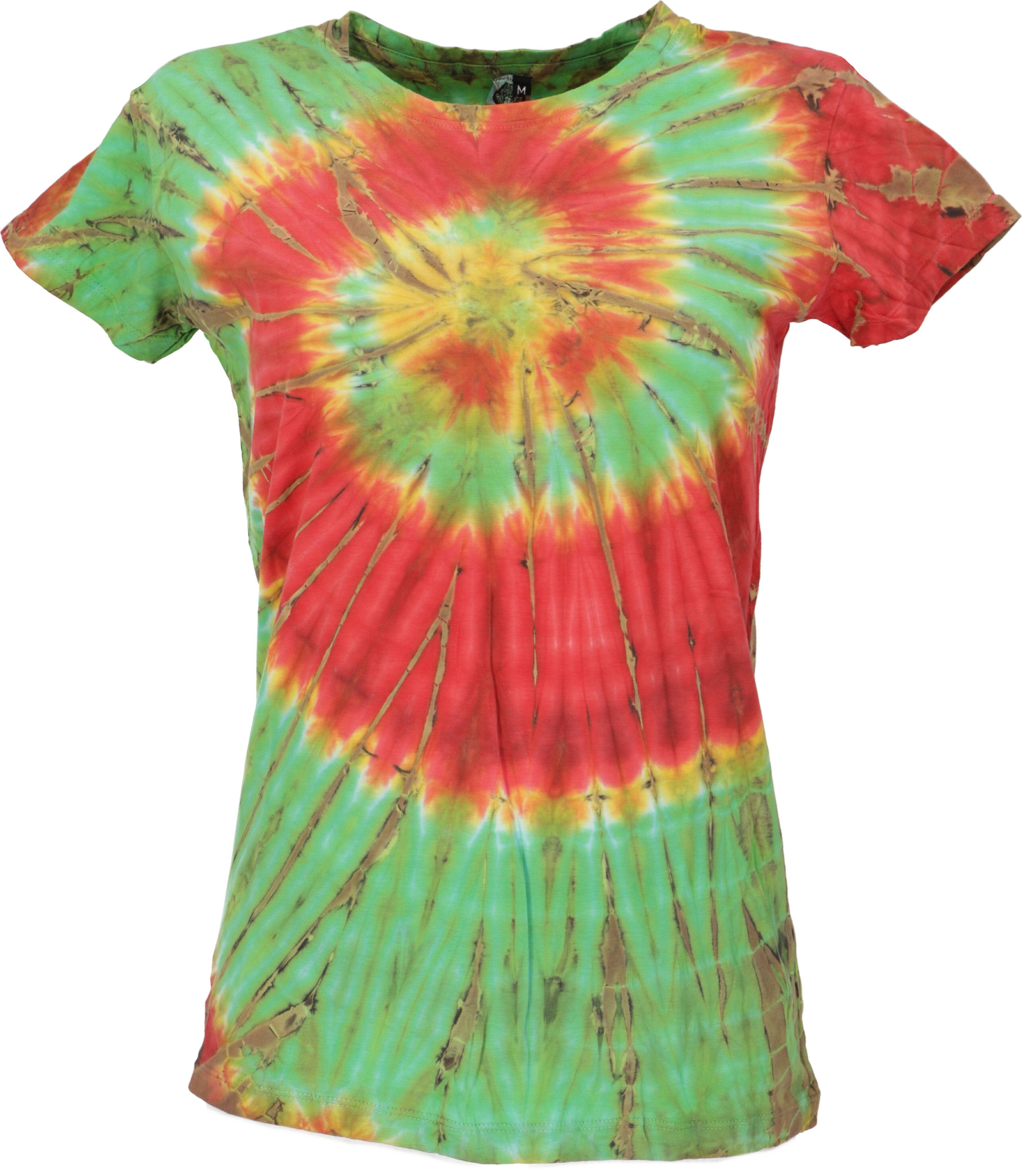 Guru-Shop T-Shirt Batik T-Shirt für Damen, Tie Dye Goa Shirt -.. alternative Одежда, Festival, Ethno Style, Hippie