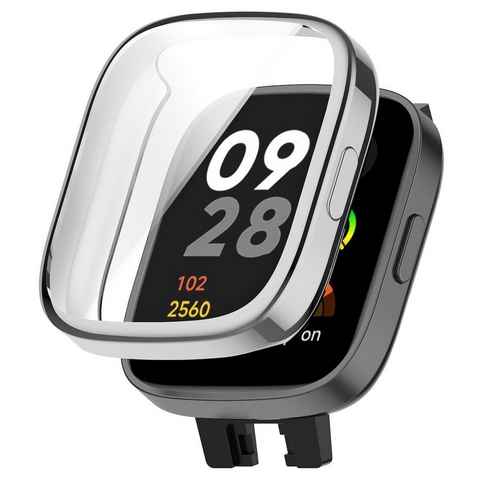 Wigento Smartwatch-Hülle Full TPU Watch Silber für Xiaomi Redmi Watch 3 Cover Etuis Schutzhülle