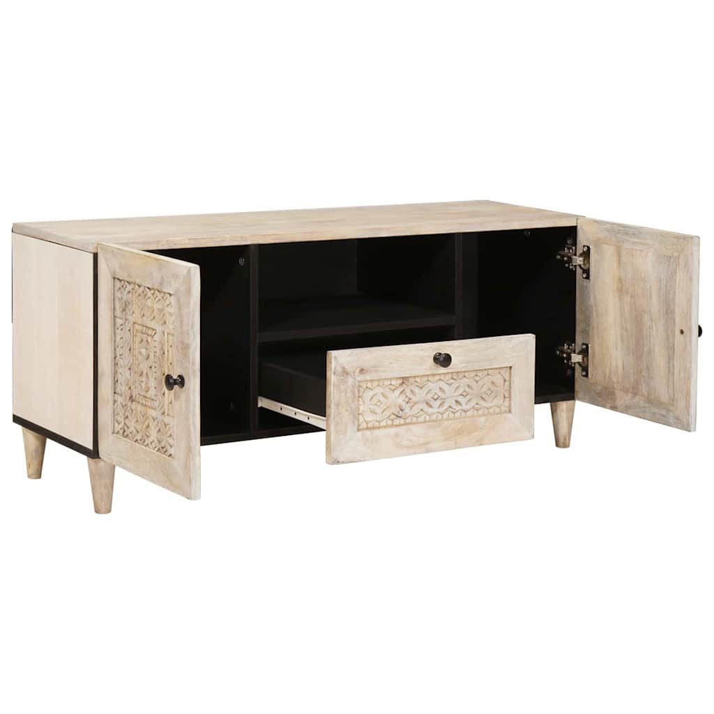 vidaXL Media-Regal TV-Schränk mit Regal Weiß 105 x 33 x 46 cm massives holz günstig online kaufen