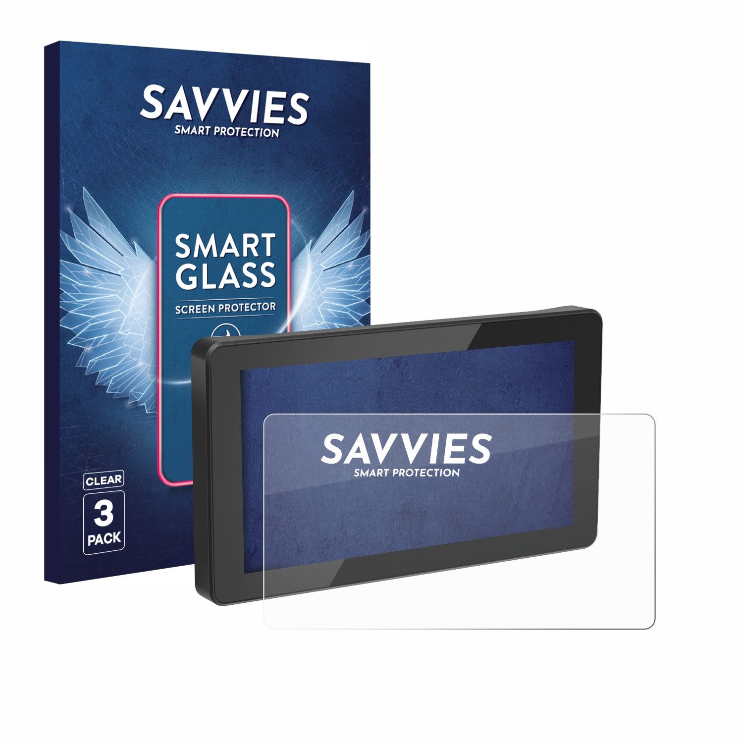 Savvies Displayschutzglas Schutzglas Panzer für Innovv N1 5.5", 3 Stück, Schutzfolie Display Schutz Glas Folie klar