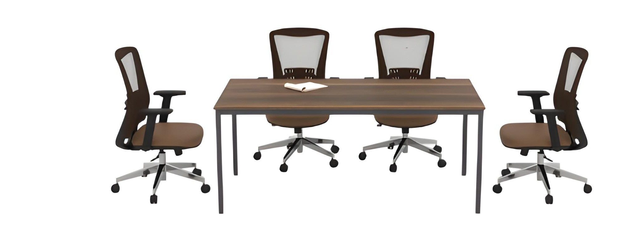 Xlmoebel Konferenztisch Designer Konferenztisch Rechteckig Holzplatte Metallfüße Braun, Made in Europa