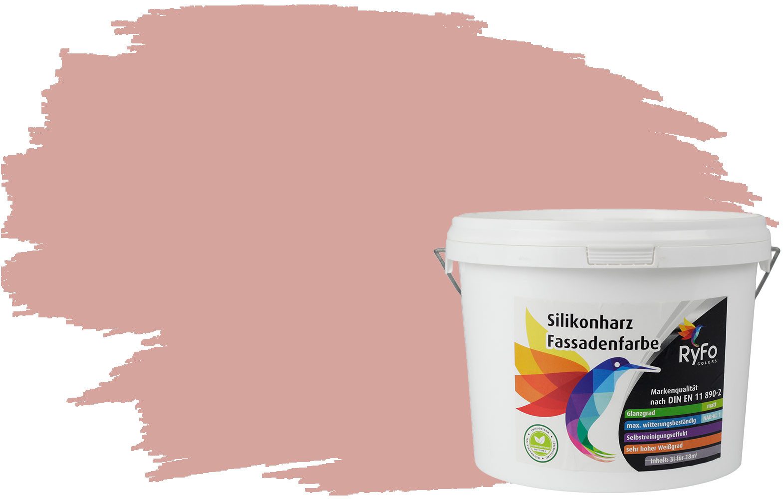 RyFo Colors Fassadenfarbe Silikonharz Fassadenfarbe Rottöne, 1 L ca. 6 m², Wasserabweisend, diffusionsfähig, schützt vor Schmutz, Algen, Pilzen
