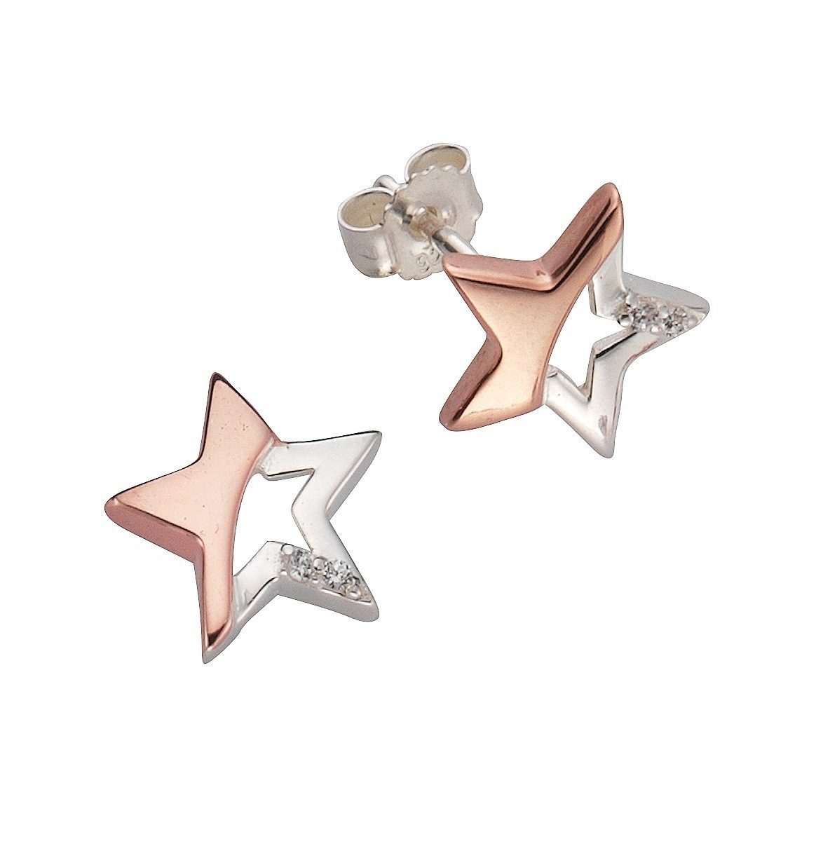 Firetti Paar Ohrstecker Schmuck Geschenk Silber 925 Ohrschmuck Stern, mit Zirkonia (synth)