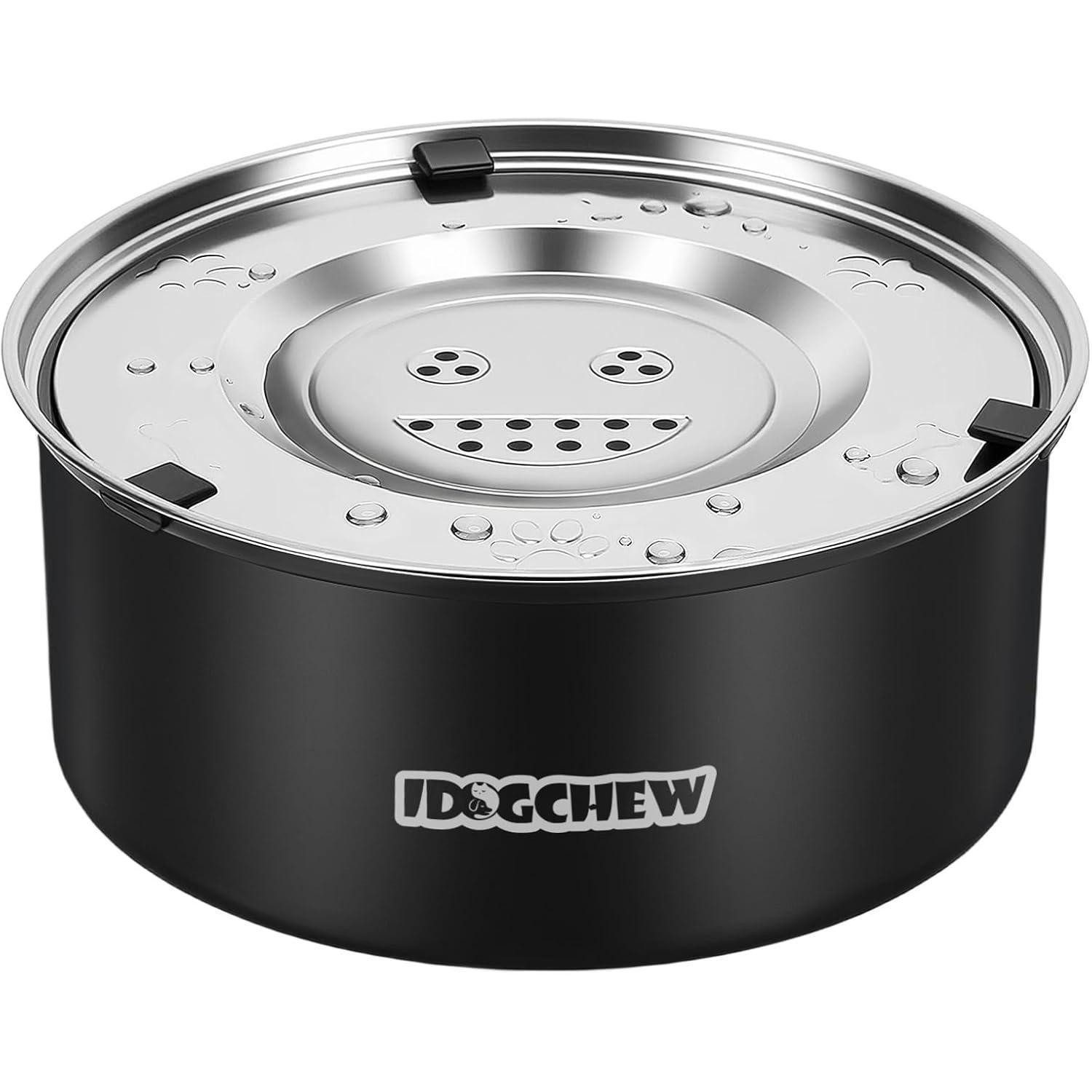 LuxusKollektion Anti-Schlabber-Napf Wassernapf Hund Edelstahl Antischlabber Auslaufsicher 3L Schwarz
