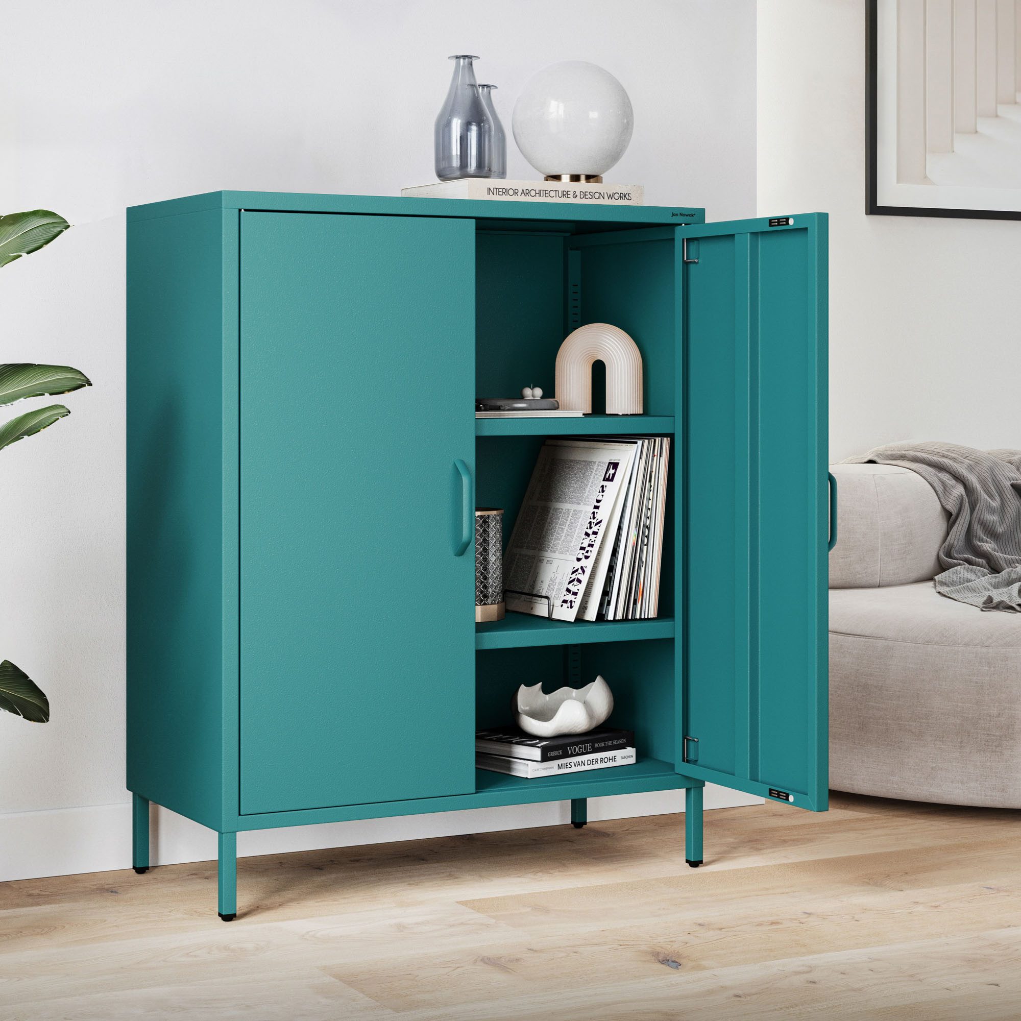 Jan Nowak Mehrzweckschrank Metall Werkstattschrank SZYMON 92 cm 3 Böden 2 Schubladen (1,1 mm 185 x 92 x 50 cm Lochabstand 27 mm 120 kg PZH) Kleiderschrank 2-türig magnetverschluss 40 kg 6 Farben Stahl