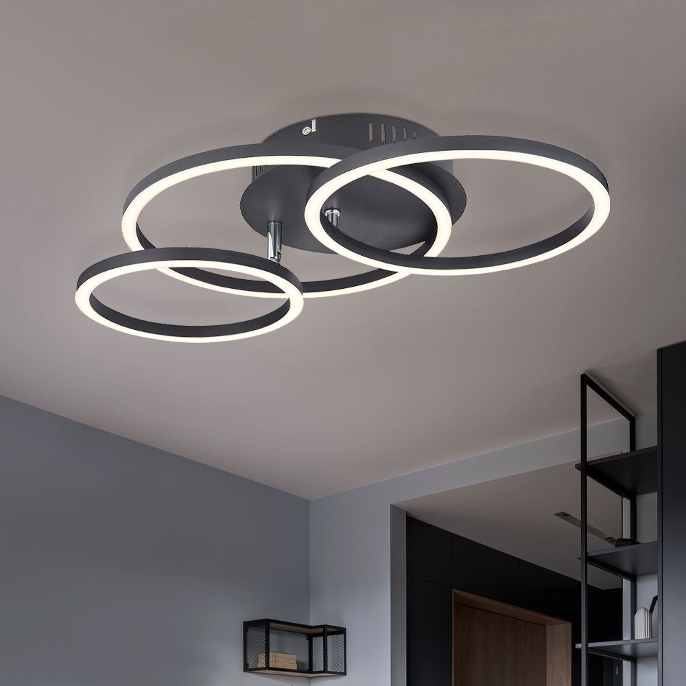 LED etc-shop Deckenleuchte, Warmweiß, LED fest LED-Leuchtmittel Ringe Deckenleuchte Wohnzimmerlampe beweglich verbaut,