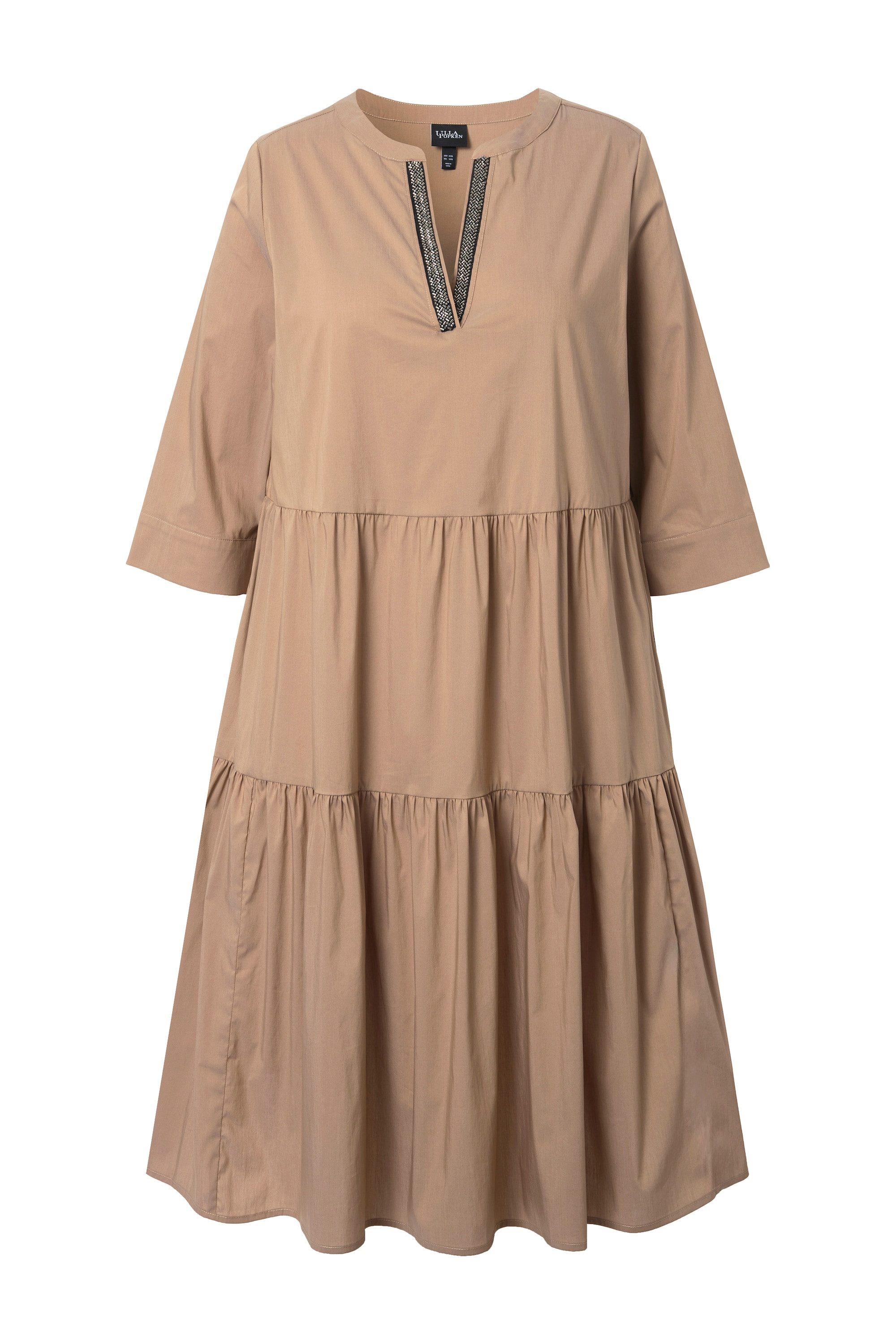 Ulla Popken Hemdblusenkleid Midikleid Volants A-Linie günstig online kaufen