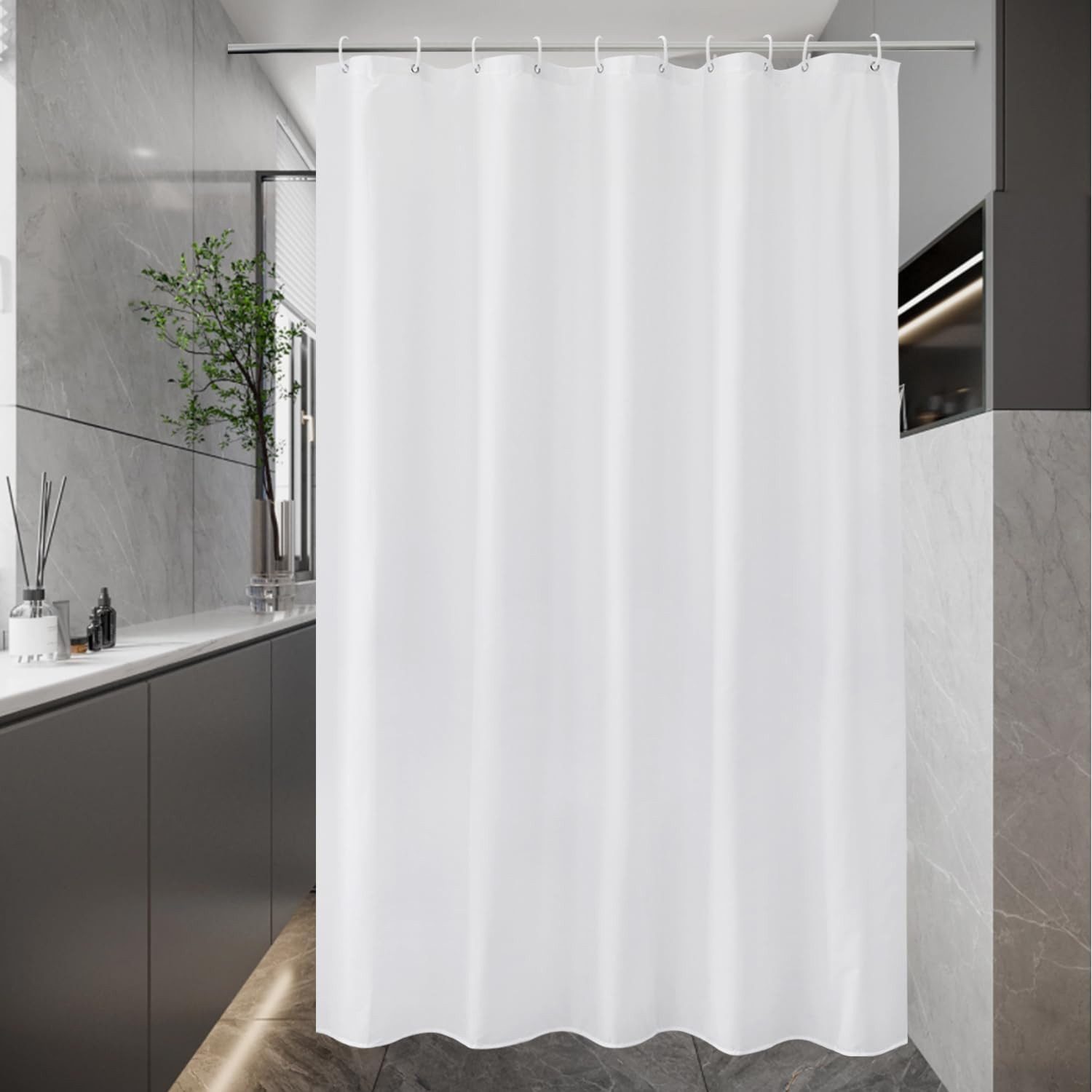 FANNOU Duschvorhang mit Haken, Anti-schimmel und Wasserdicht Trocknet Schnell Breite 120 cm, Waschbar Hochwertig Stoff Duschvorhänge Badewanne