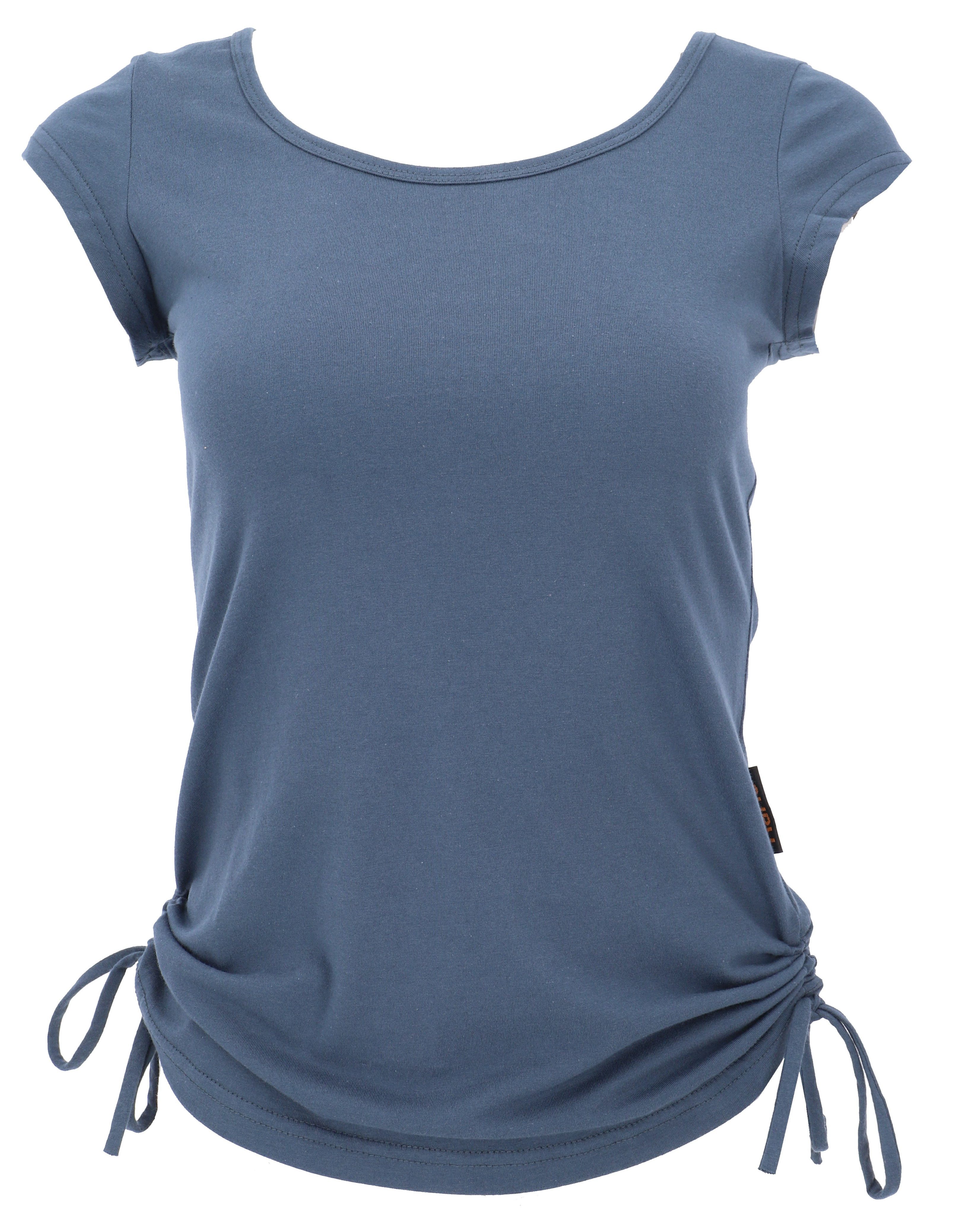 Guru-Shop T-Shirt Yoga T-Shirt aus Bio-Baumwolle - taubenblau Festival, Ethno Style, alternative Bekleidung
