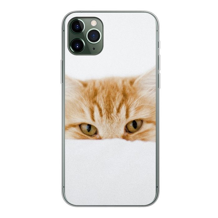 MuchoWow Handyhülle Katze - Rot - Weiß - Mädchen - Jungen - Kind Handyhülle Apple iPhone 11 Pro Max Smartphone-Bumper Print Handy
