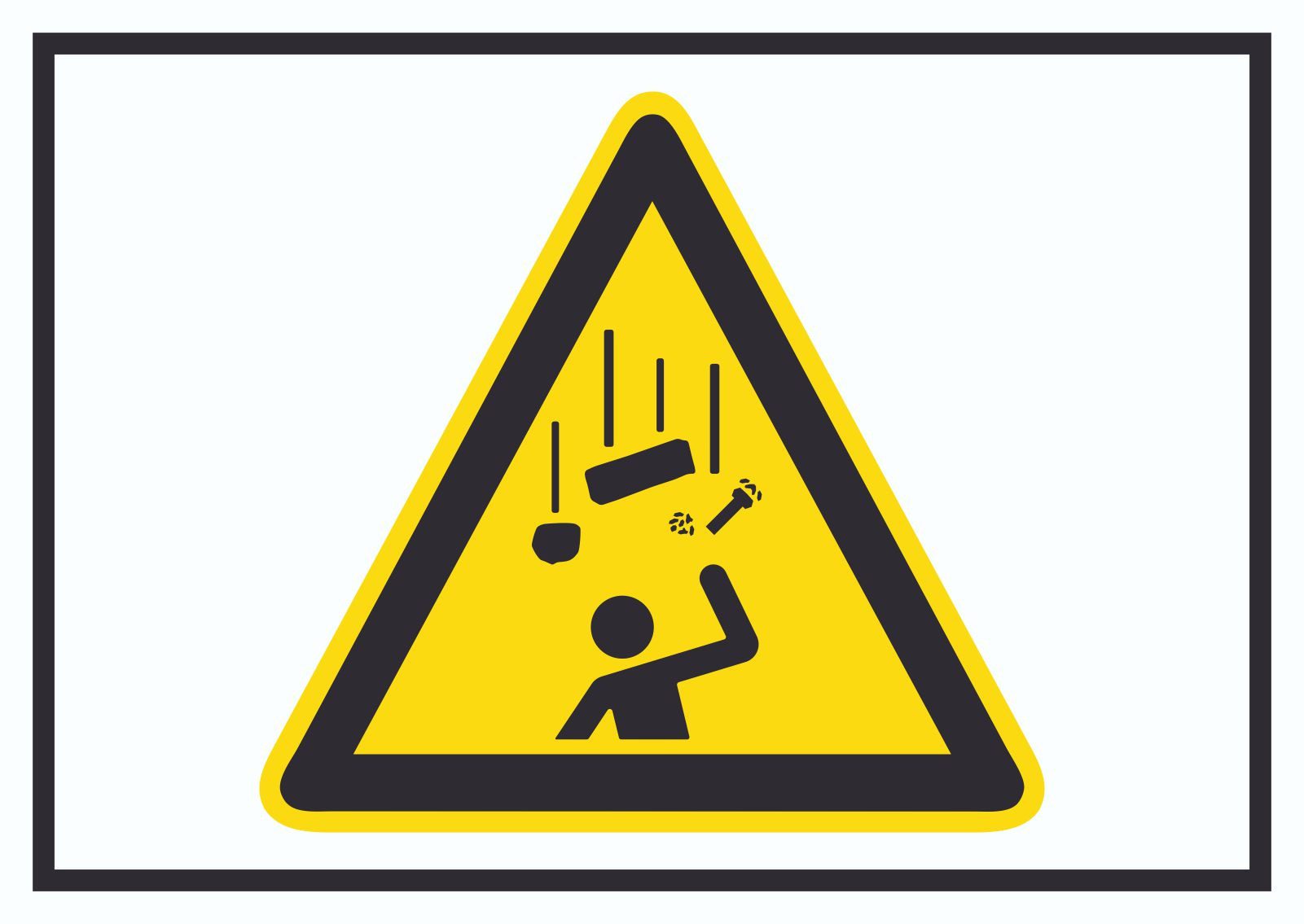 HB-Druck Hinweisschild Achtung Herabfallende Gegenstände Symbol Schild, wetterfest, stabil, UV-beständig, kratzfest
