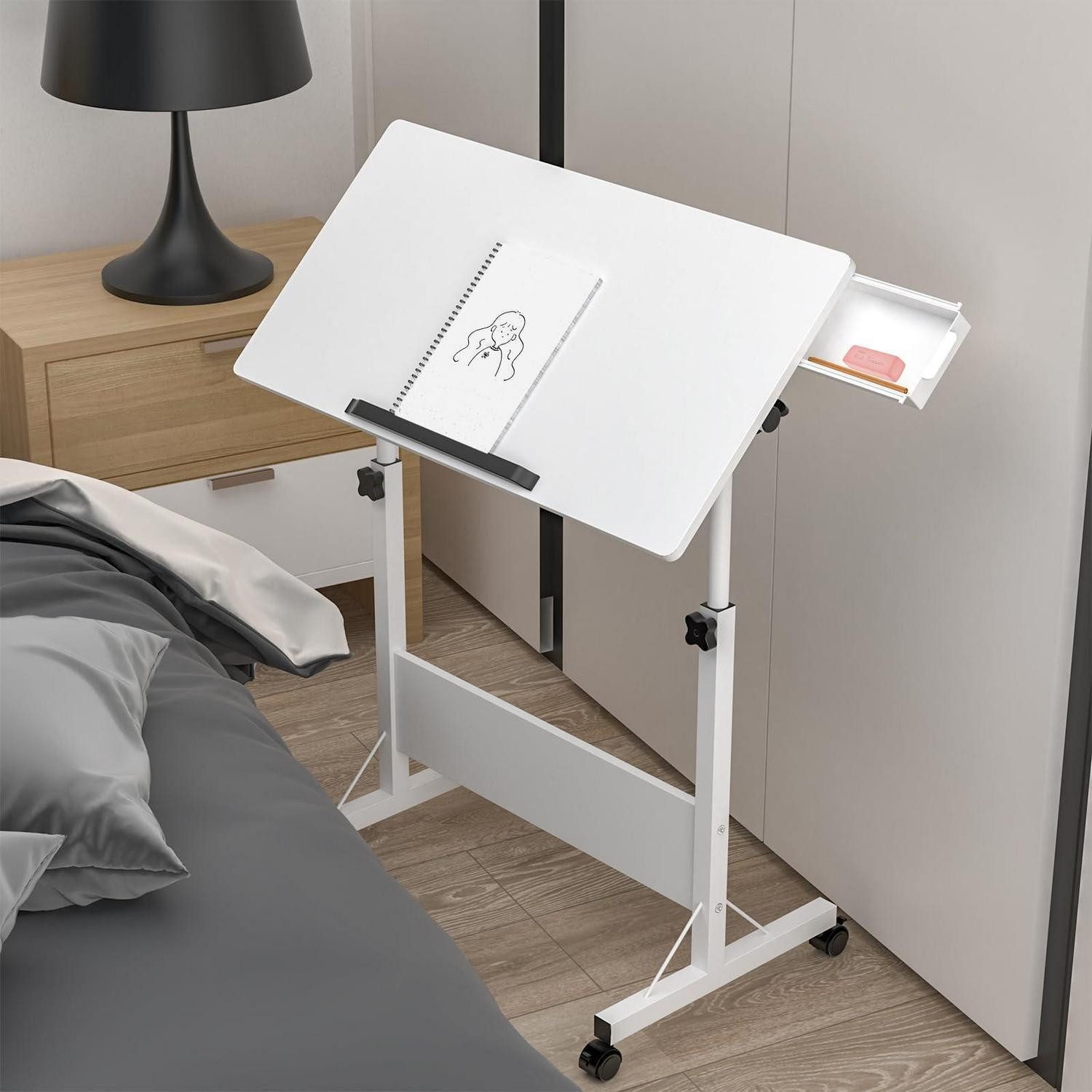 LuxusKollektion Computertisch Computertisch klappbar mit Rollen 80x40cm weiß (1-St)