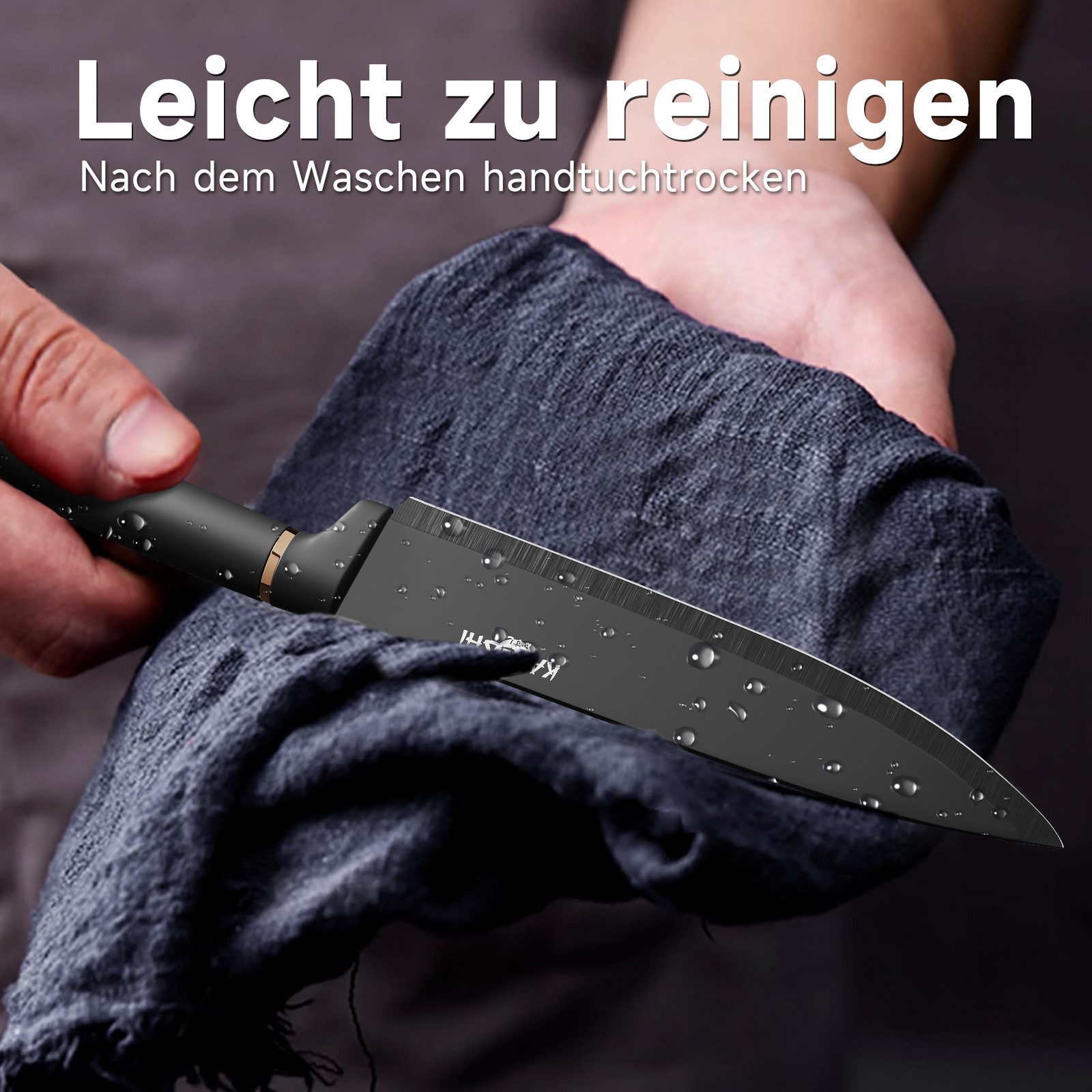 KAZUSHI Messer-Set 9/ 8/7/6teilig Messerblock Messerset Küchenmesser Set Profi Kochmesser (9-tlg), Edelstahl hochwertiges SelbstschärfenMesser Küchenmesser Set – Bild 3 von 5