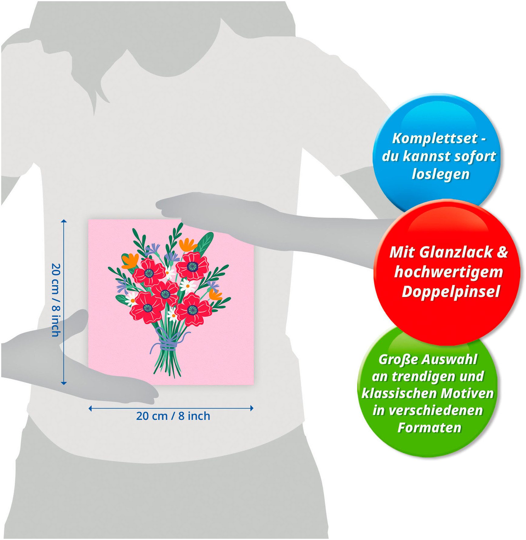 Ravensburger Malen nach Zahlen CreArt, Mohnblumenstrauß, für Erwachsene; Made in Europe