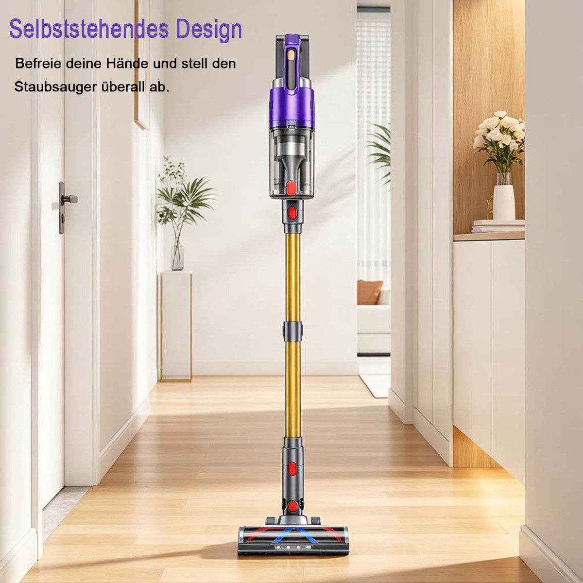 AeroAxis Akku-Hand-und Stielstaubsauger Akku Staubsauger Kabellos 80000pa 75min Laufzeit, für Tierhaare, 680 W, beutellos, Kabellos nutzbar,LED-Anzeige,Wandhalterung für platzsparende Lagerung