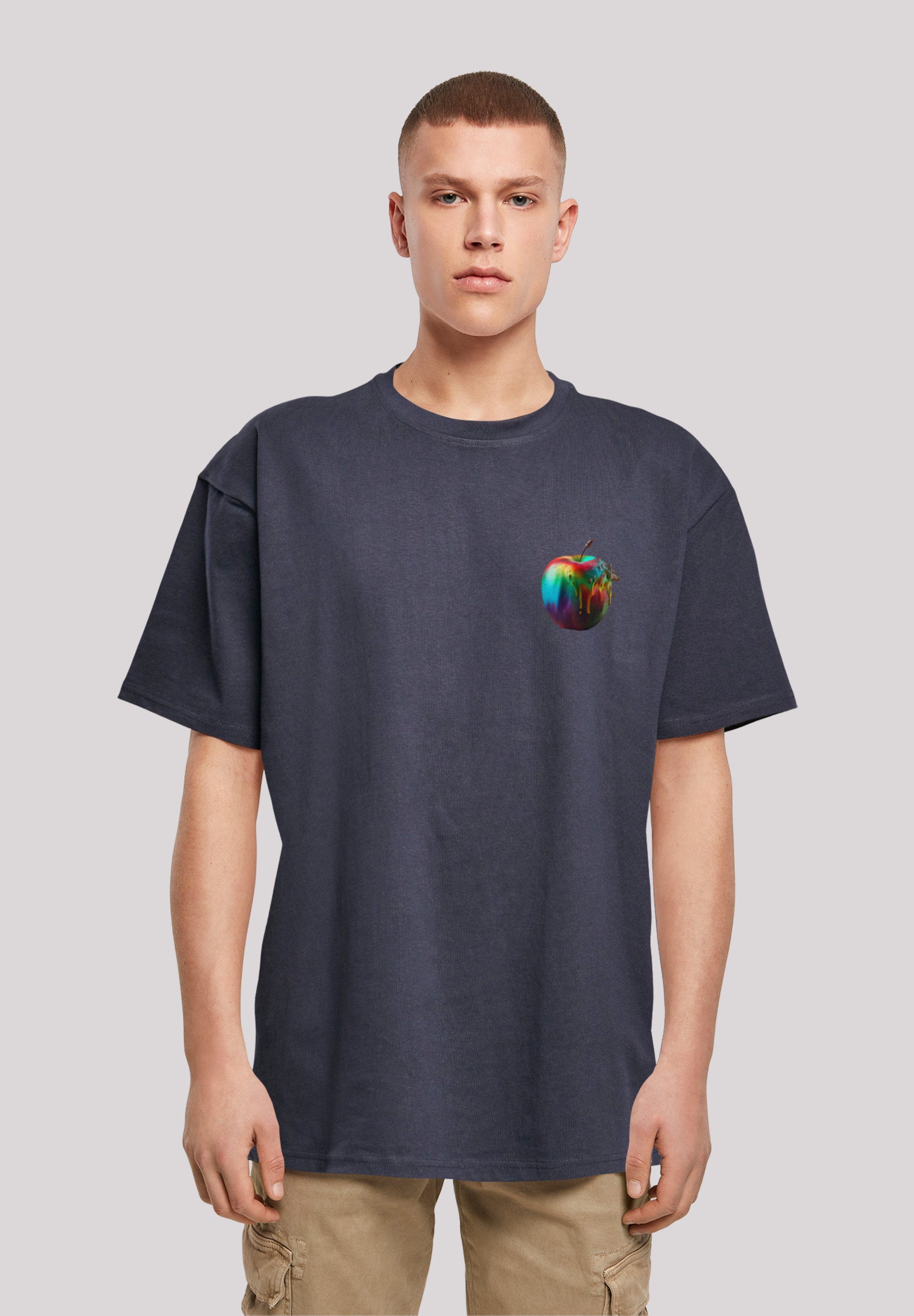 F4NT4STIC T-Shirt Colorfood Collection - Rainbow Apple Print navy