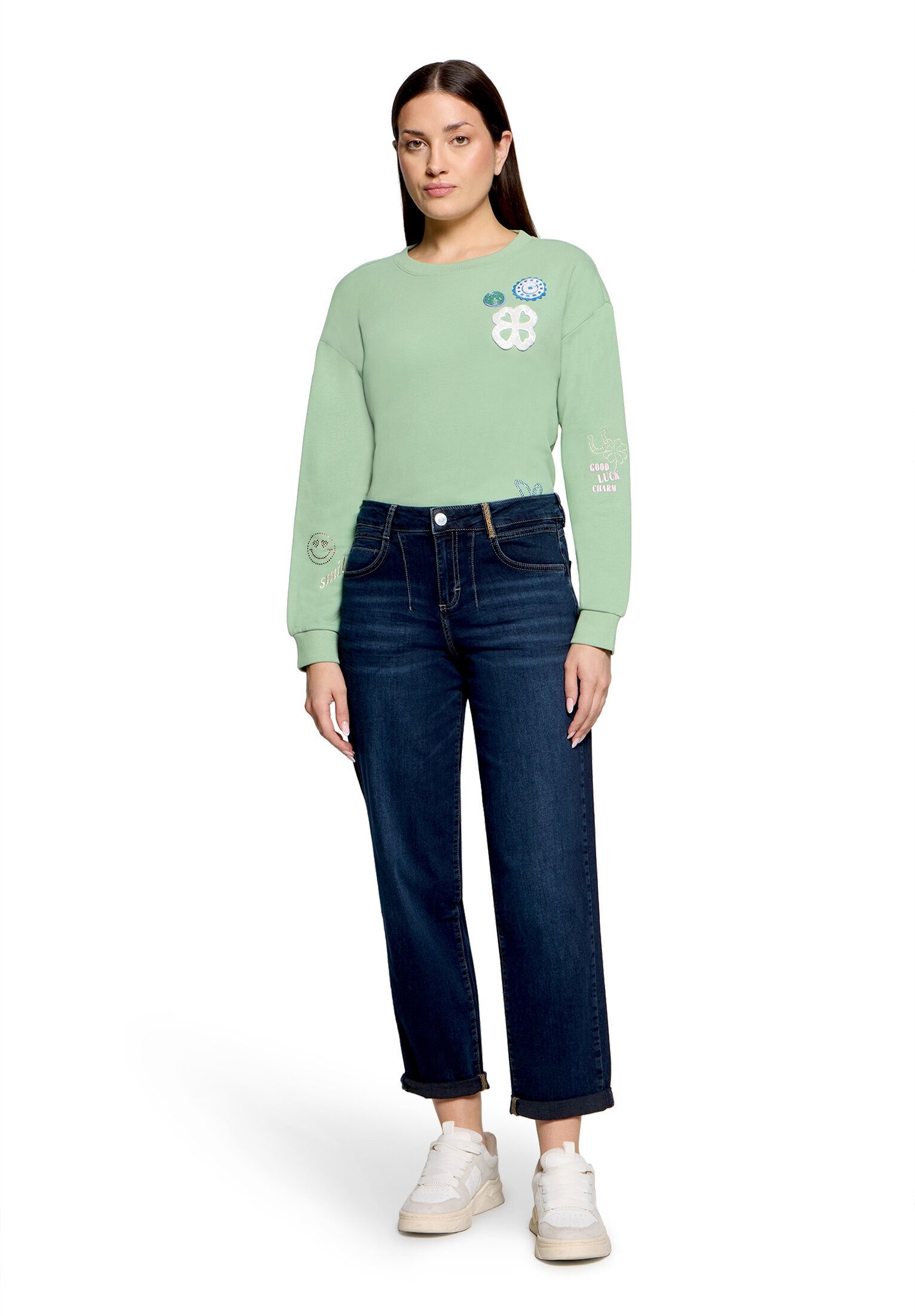 Cartoon Ankle-Jeans Damen mit Waschung