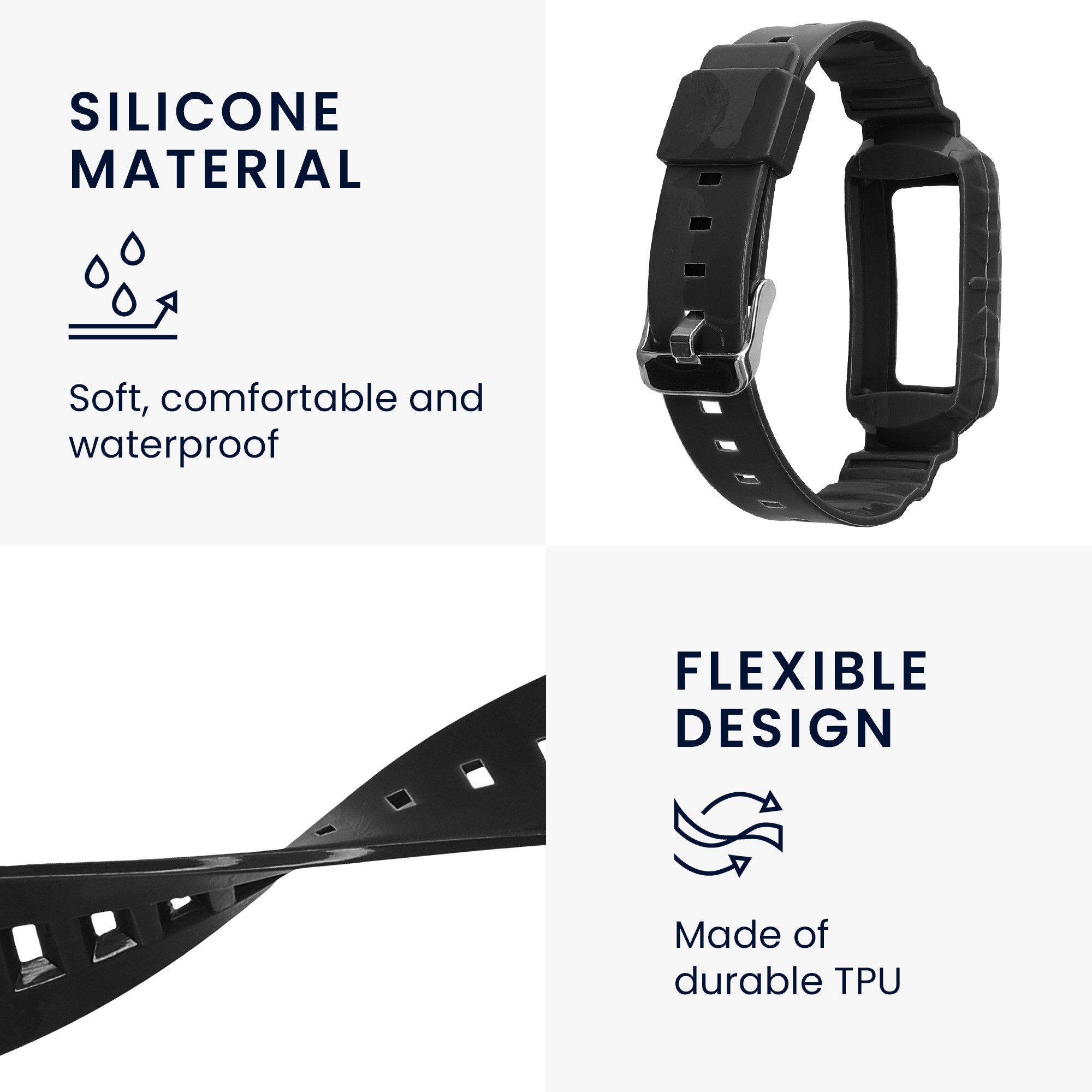 kwmobile Smartwatch-Armband Sportarmband für Fitbit Charge 6 / Charge 5, Armband TPU Silikon Fitnesstracker