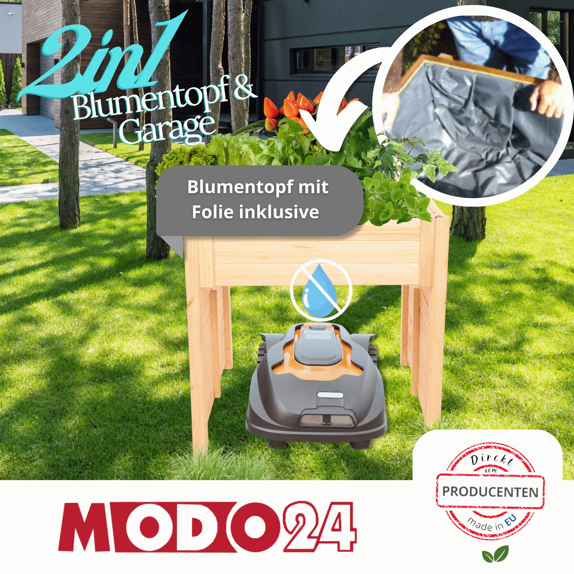 Modo24 Mähroboter-Garage XXL Rasenmähe...