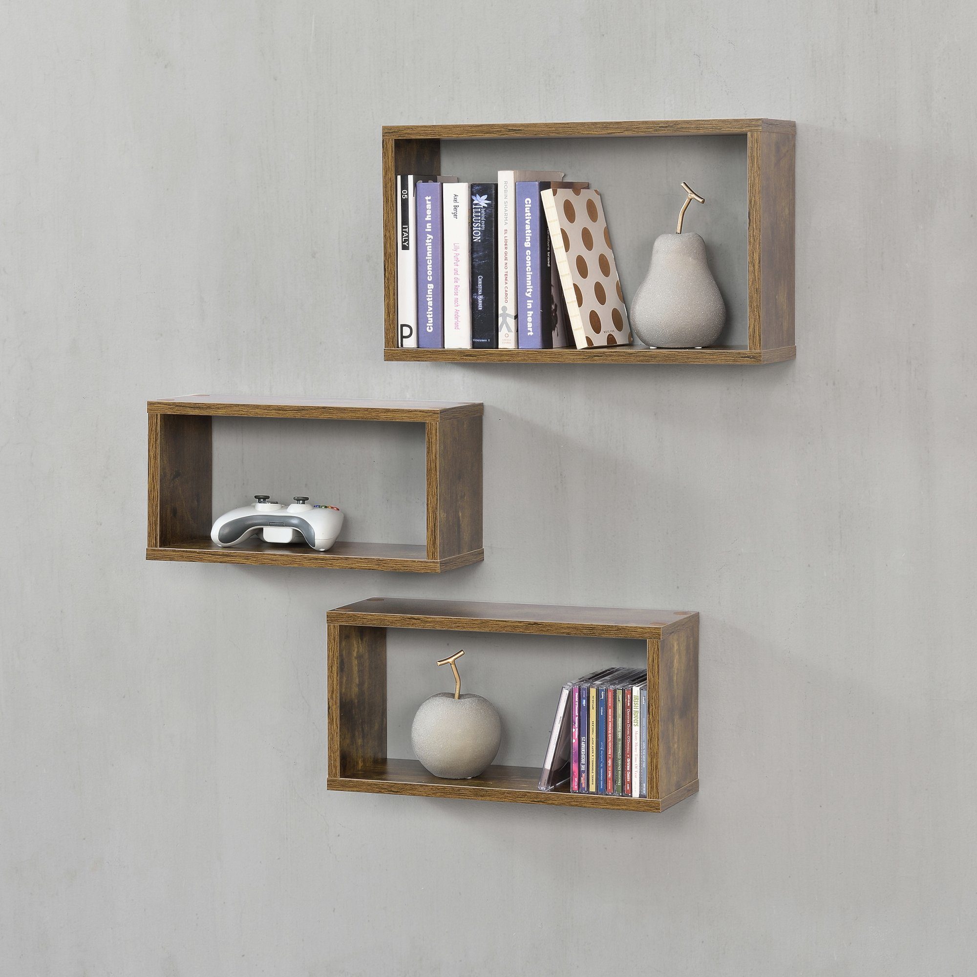 en.casa Wandregal, »Mandal« Wandablage 3-teilig Schweberegal Wandboard Holz günstig online kaufen