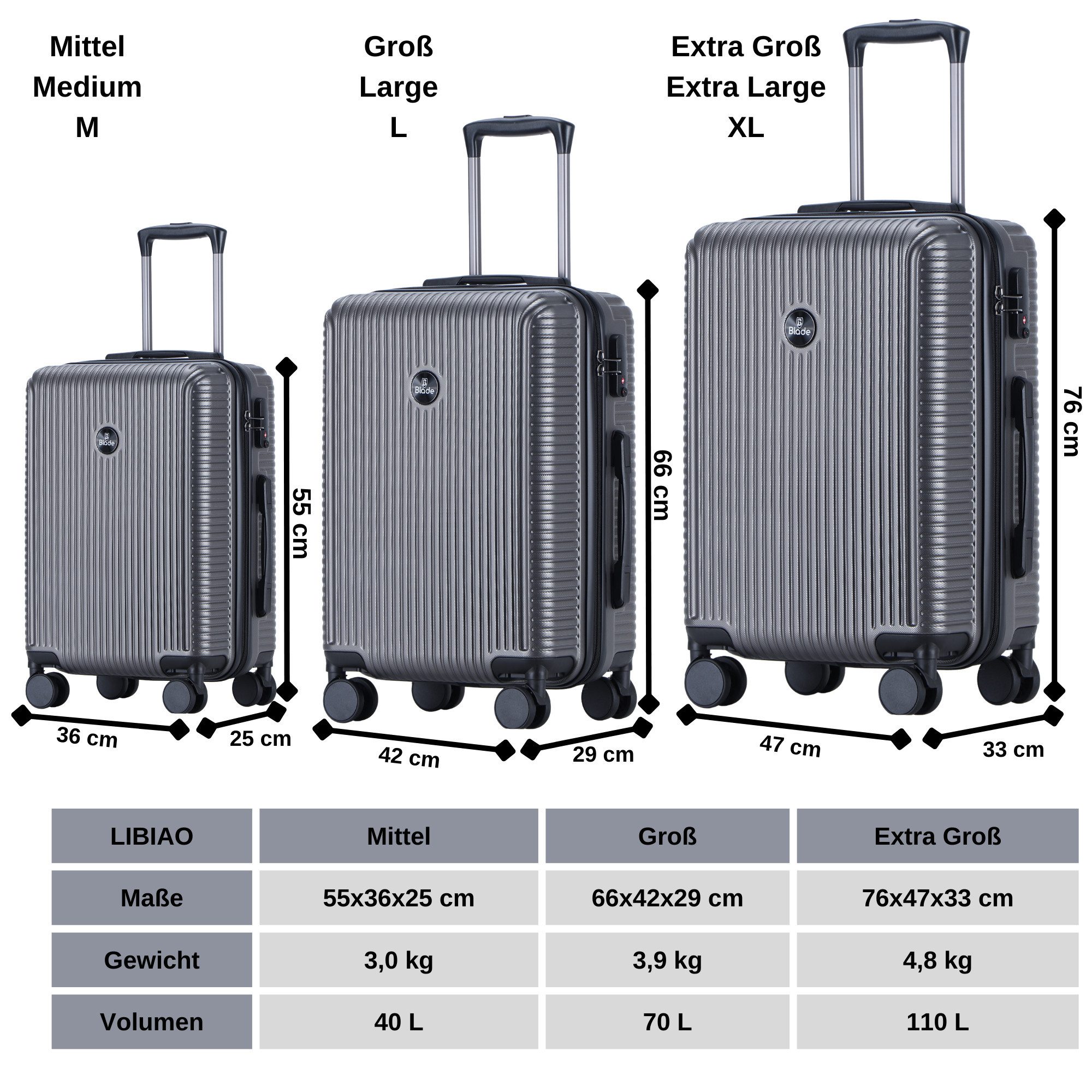 Blade Hartschalen-Trolley Erweiterbares Handgepäck - Leichter Rollkoffer aus ABS+PC