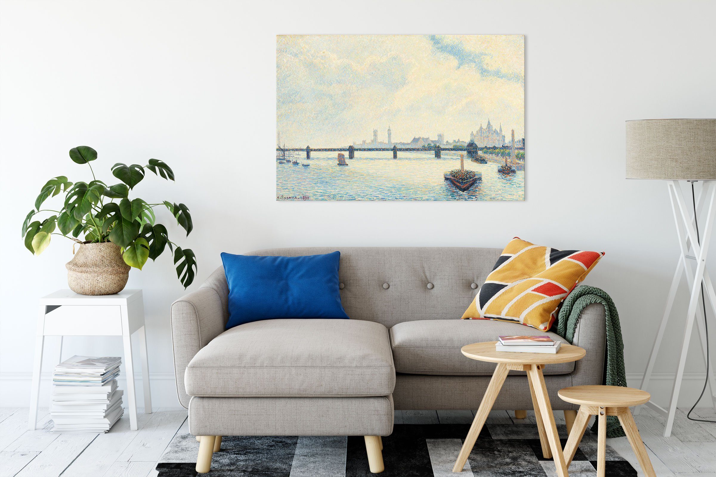 Pixxprint Leinwandbild Camille Pissarro - Charing Cross Bridge London, Camille Pissarro - Charing Cross Bridge London (1 St), Leinwandbild fertig bespannt, inkl. Zackenaufhänger