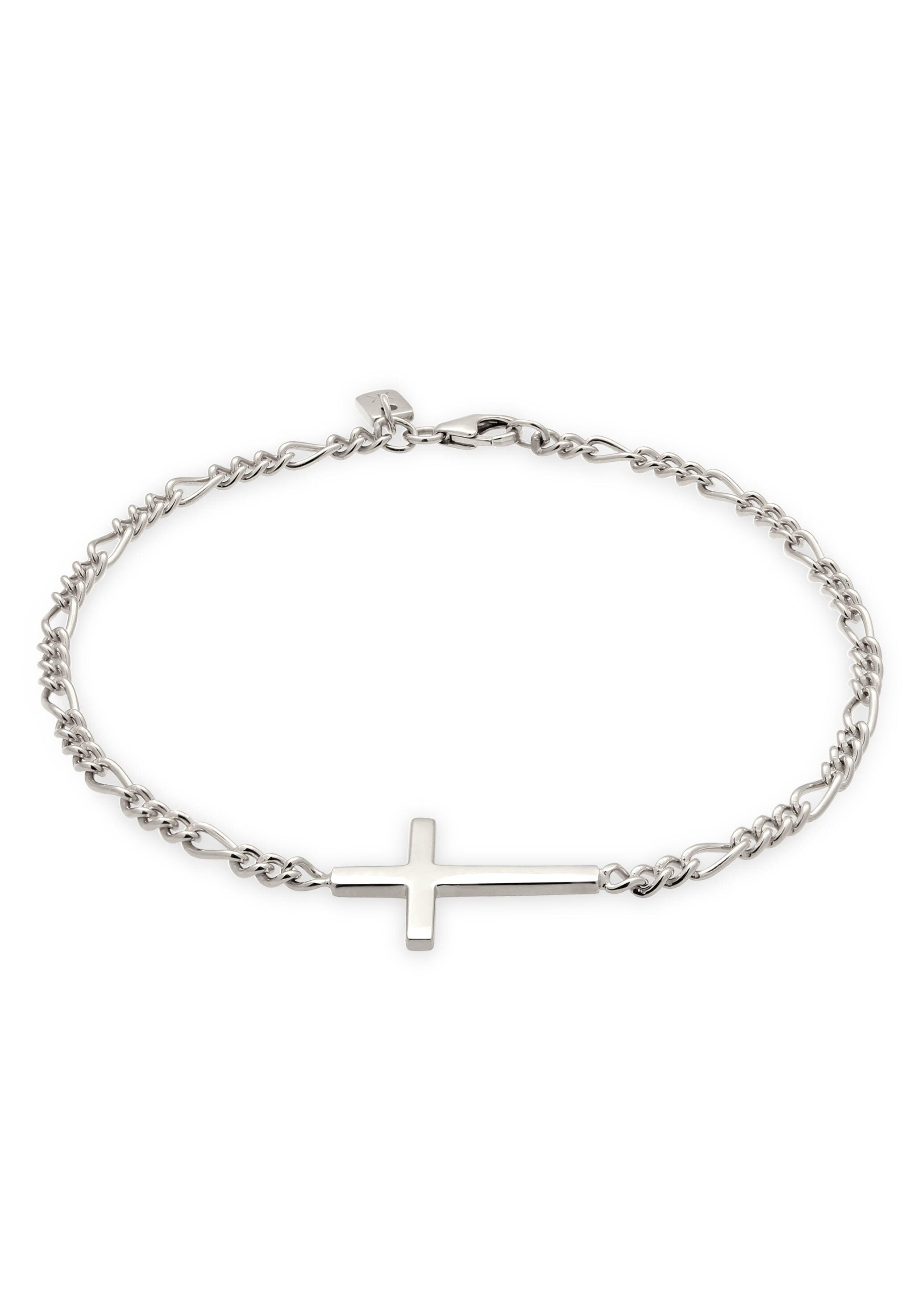 Kuzzoi Silberarmband Kreuz Figarokette 925 Sterling Silber