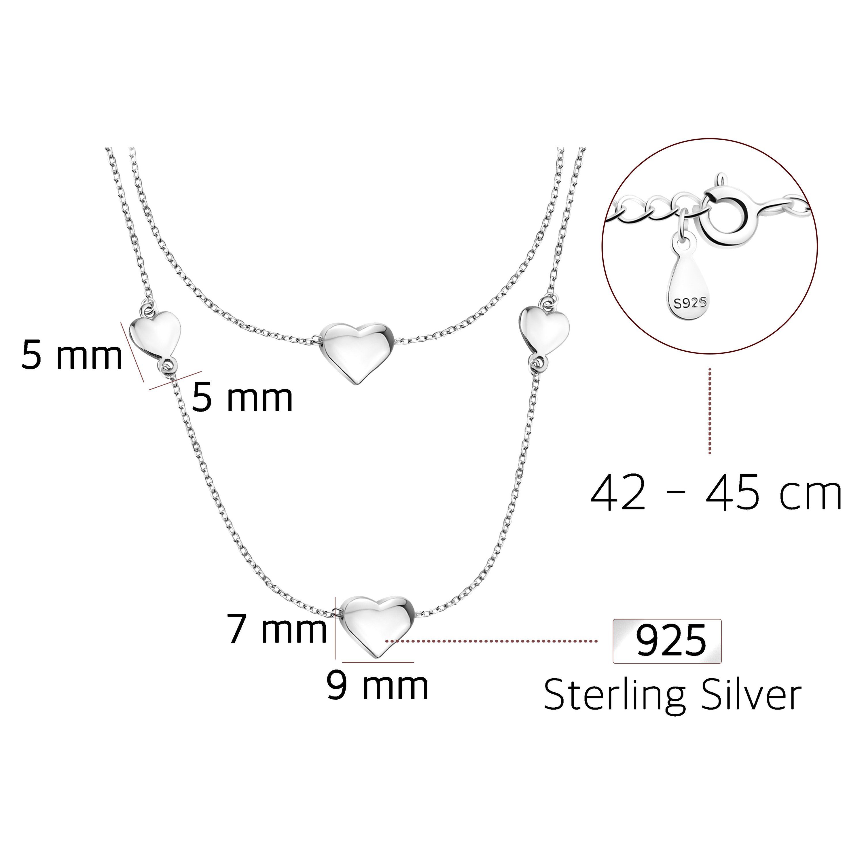 Schmuck Kette Milani Silber Herz, Damen Sofia mit Anhänger 925