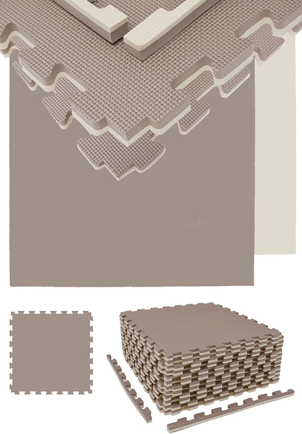 eyepower Kampfsportmatte 12er Set: 2cm Kampfsport Bodenschutz für Zuhause - Bodenmatte mit Rand, 63 x 63 x 2 cm EVA Puzzlematte - Dojo Boden - Boxmatte - Karate & Judo