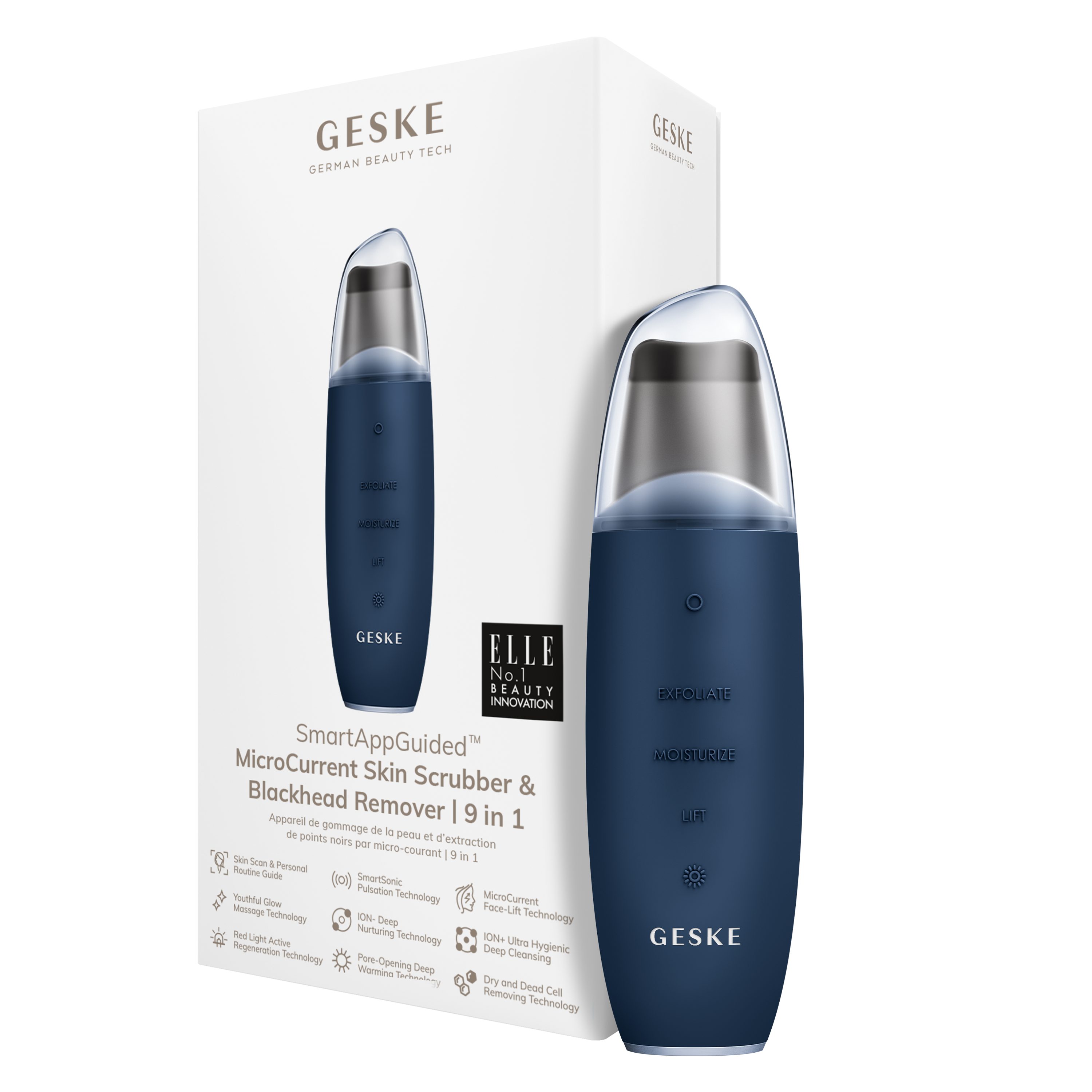 GESKE German in Blackhead 9 Beauty (Gerät Tech Midnight Gerät App Device), Skin Mit erhältst 2-tlg., APP & Remover Packung personalisierte 1, deine & (SmartAppGuided Hautpflegeroutine. Scrubber inkl. MicroCurrent Du kostenloser USB-Ladekabel), der Mitesserentferner GESKE SmartAppGuided™