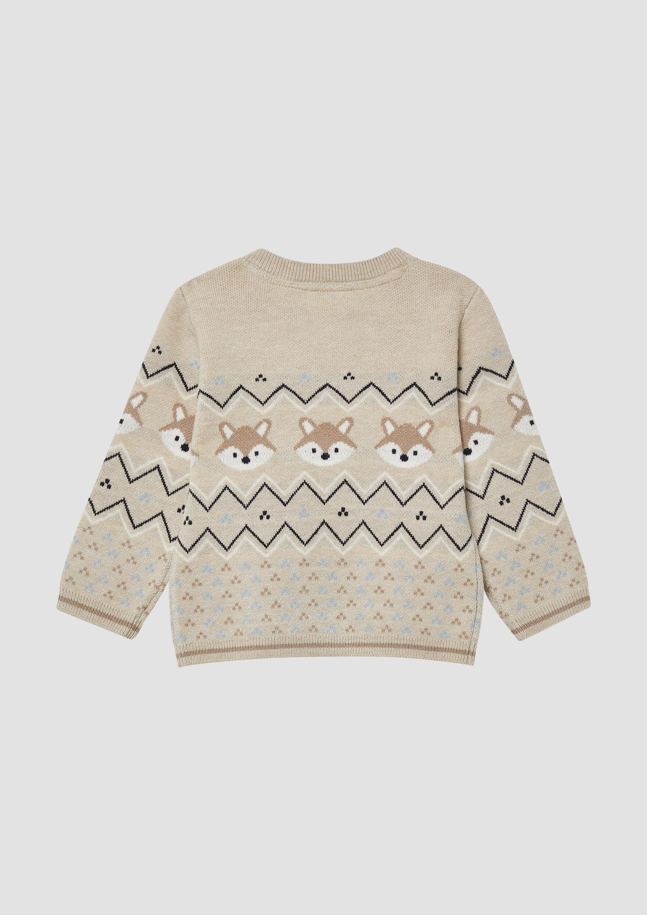 s.Oliver Longpullover Strickpullover Jacquardpullover im Regular Fit mit Rundhalsausschnitt