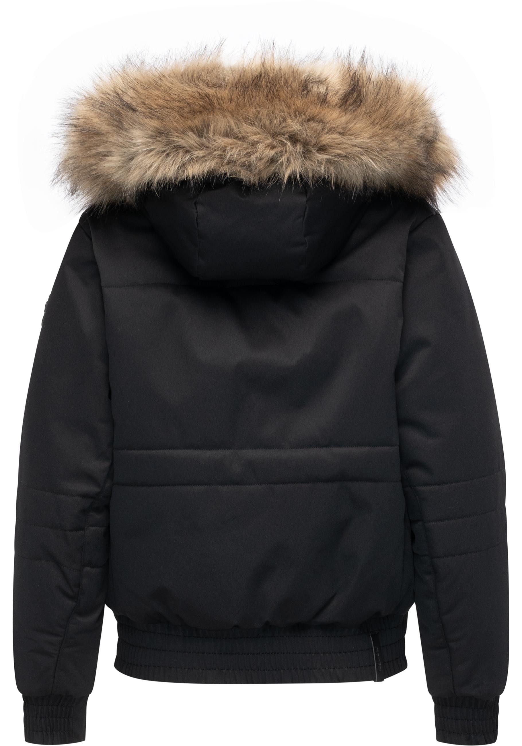 Ragwear Winterjacke Deluxia YOUMODO modische Damen Bomberjacke mit Kunstfell