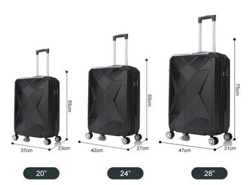 Cheffinger Kofferset Reisekoffer ABS-03 Koffer 3-teilig Hartschale Trolley Set Kofferset, 4 Rollen, (3 tlg)