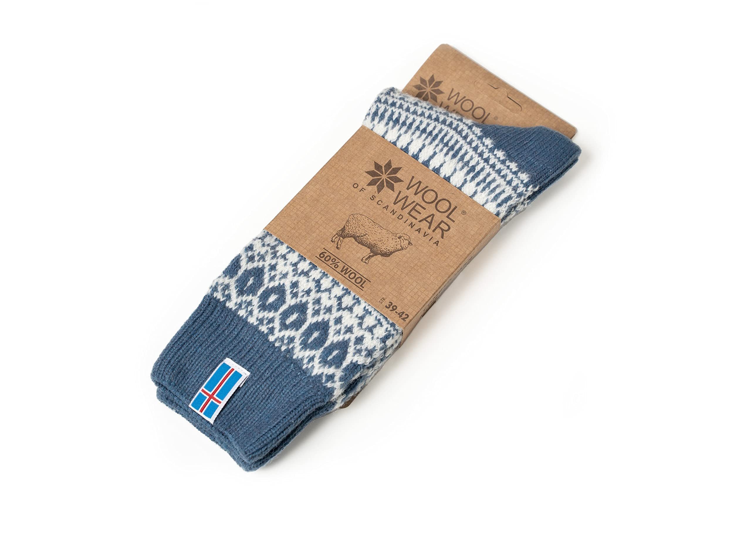HomeOfSocks Norwegersocken 60% Wollsocken Island Flag Skandinavisches Design dünne strapazierfähige Socken mit 60% Wollanteil und Island Design
