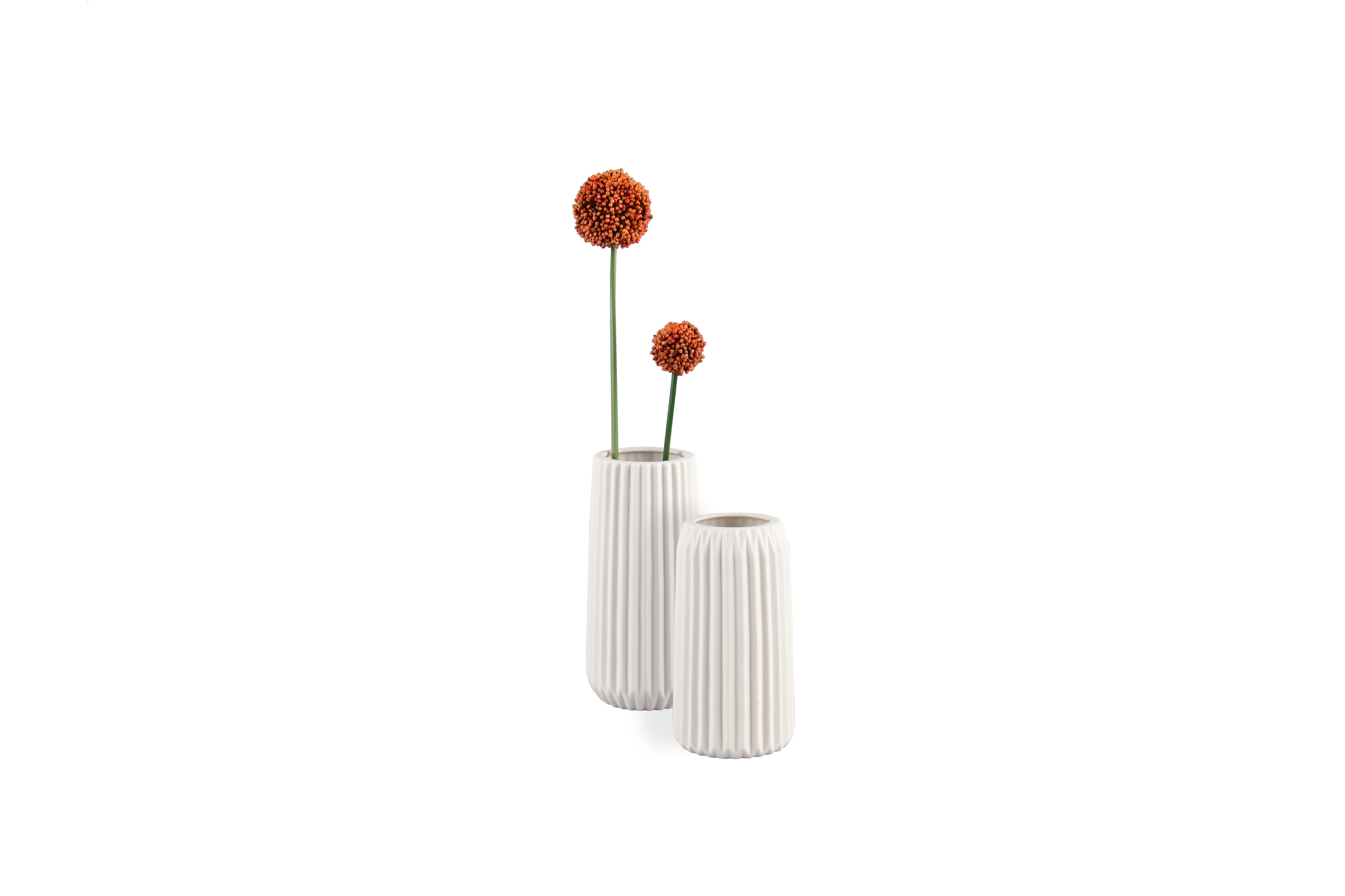 furnling Dekovase Ruff (1 St), schlichte Vase mit eleganter Riffelung, weiß, Höhe 23 cm