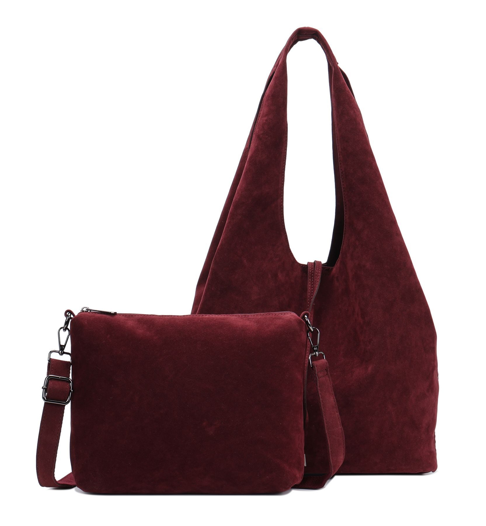 Schultertasche Damen Tasche Set 2in1 Shopper Hobo Bag Handtasche Crossbody Velours