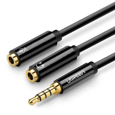 UGREEN Kabel Kopfhörersplitter 3,5 mm Miniklinke AUX Mikrofon 20 cm schwarz Audio-Kabel