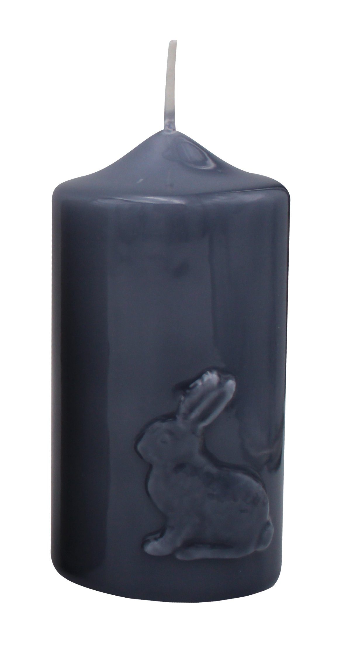 Kopschitz Kerzen Stumpenkerze Kerze Ostern "Hase" Blau-Grau gelackt 120 x Ø 60 mm, 1 Stück