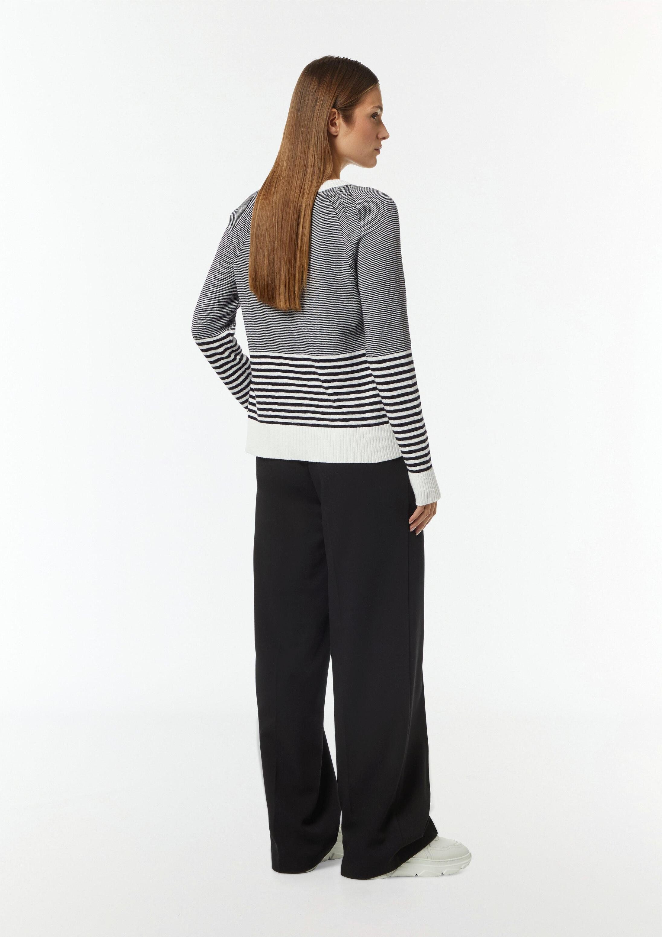 comma Longpullover Strickpullover Baumwollpullover mit Streifen