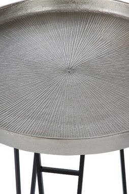 Casa Padrino Beistelltisch Luxus Beistelltisch Set Bronze / Silber / Grau Ø 50 x H. 60 cm - Runde Metall Beistelltische