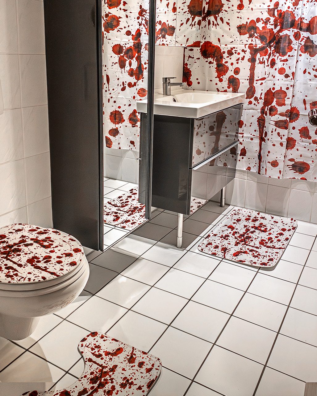 Horror-Shop Dekoobjekt Blutiges Badezimmer Deko-Set 4-teilig für Hallowee