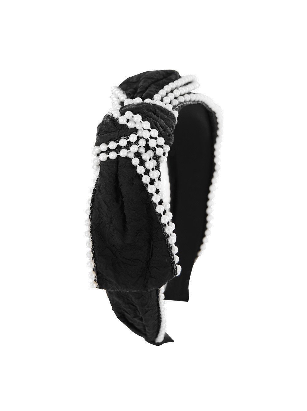 axy Haarreif Haarreif mit Perlen und große Schleife 14,5 cm x 4,5 cm, Vintage Damen Haareifen Haarband